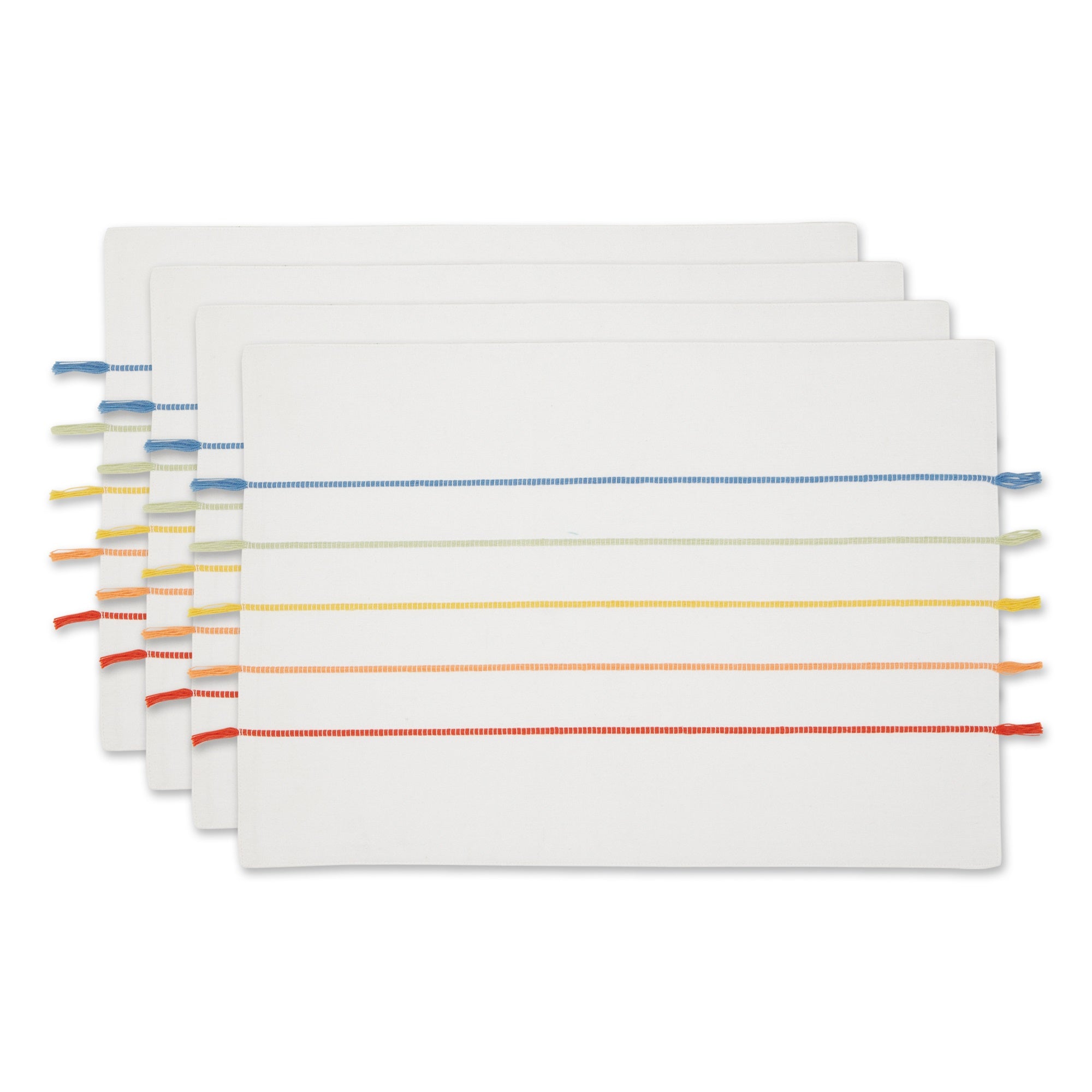 Rainbow Stripe Tassel Placemat Set/4