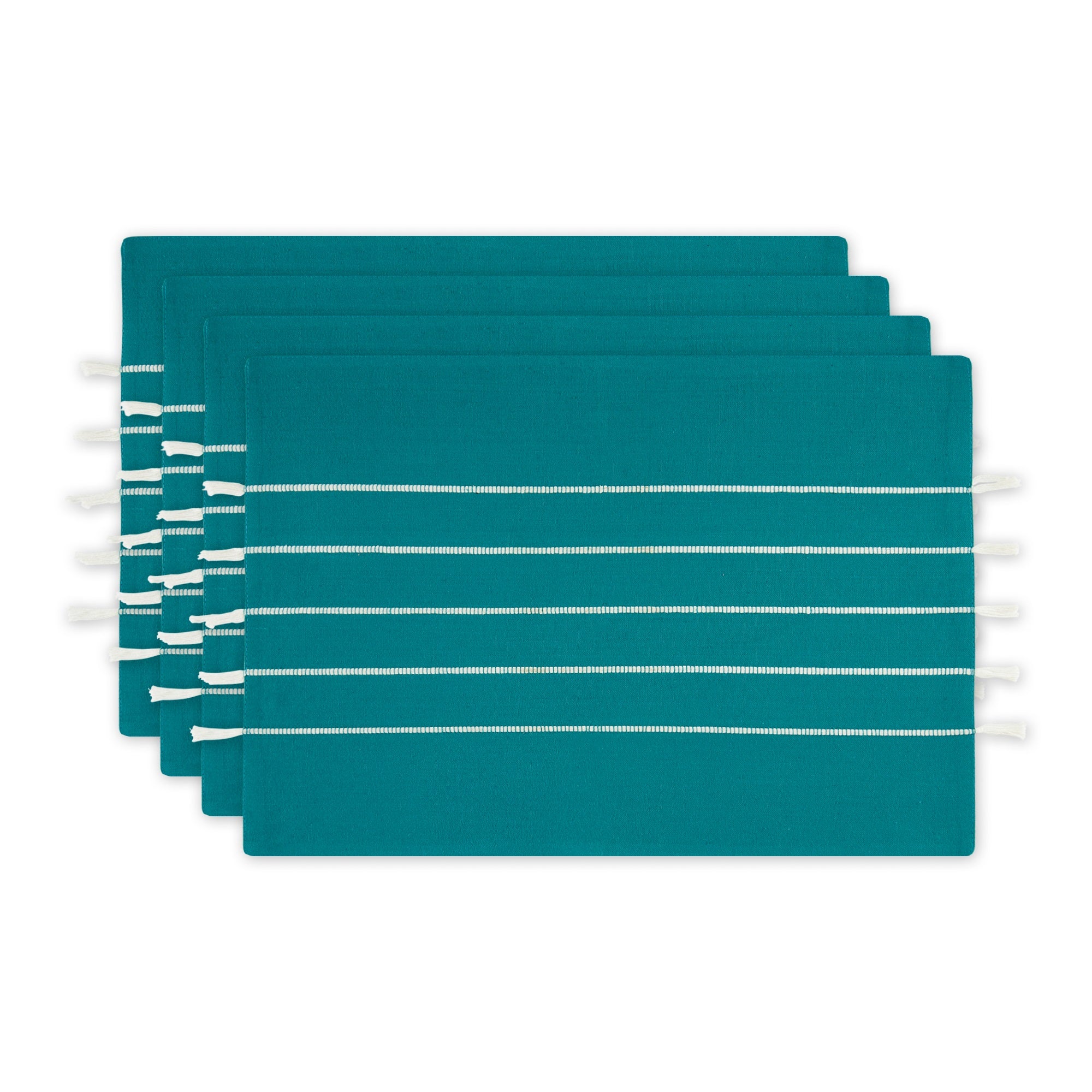 Teal Stripe Tassel Placemat Set/4