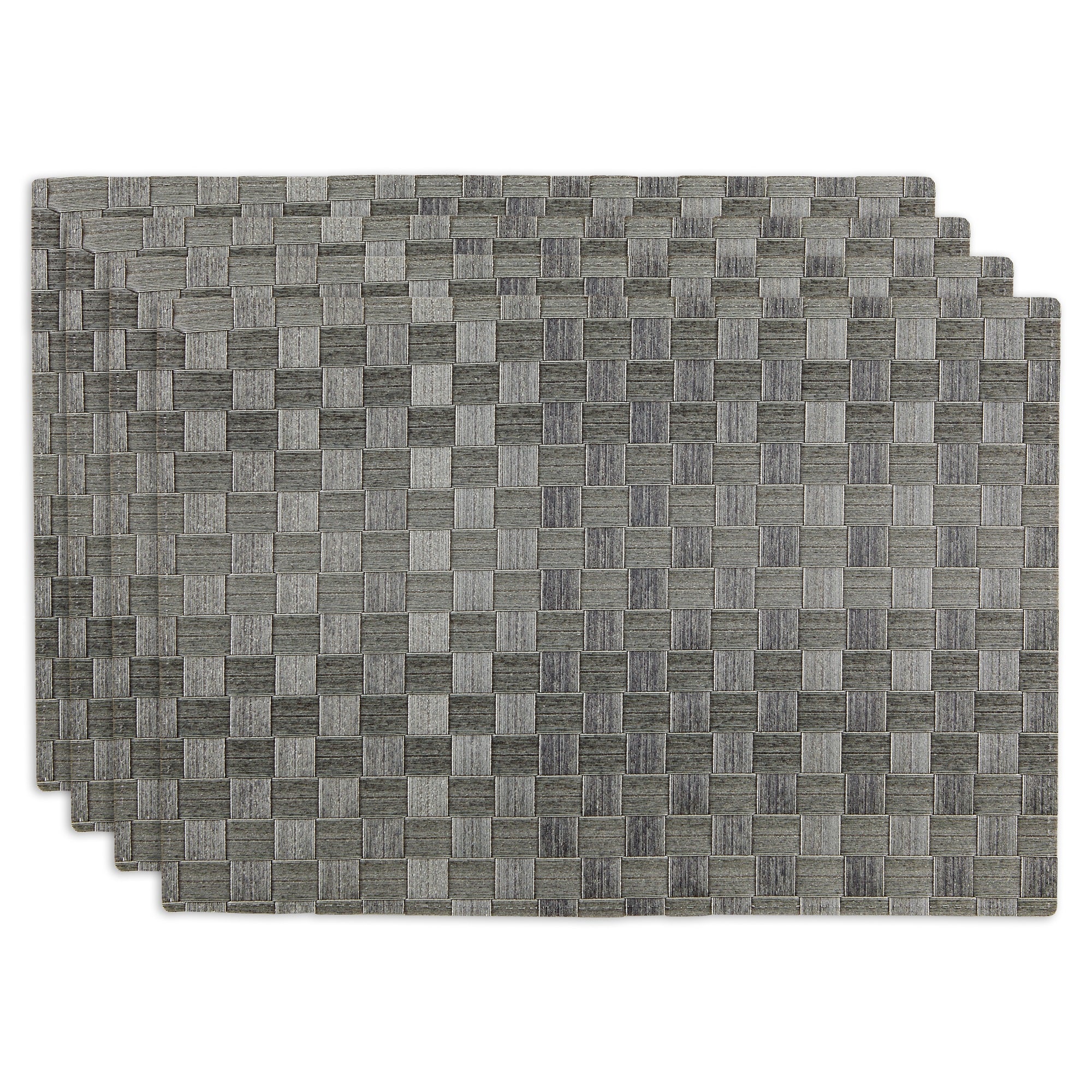 Gray Basketweave Rectangle Woven Placemat Set/4