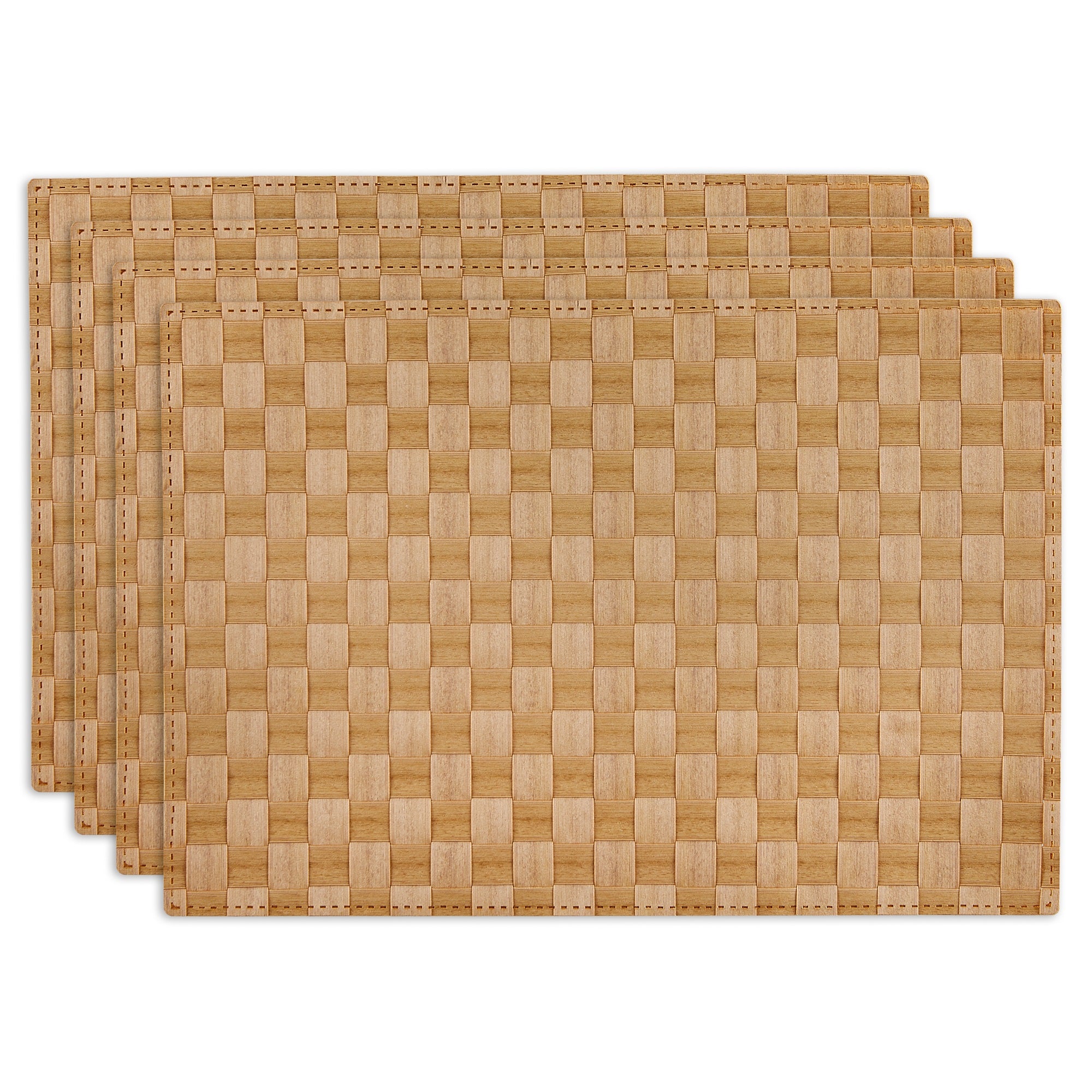 Natural Basketweave Rectangle Woven Placemat Set/4