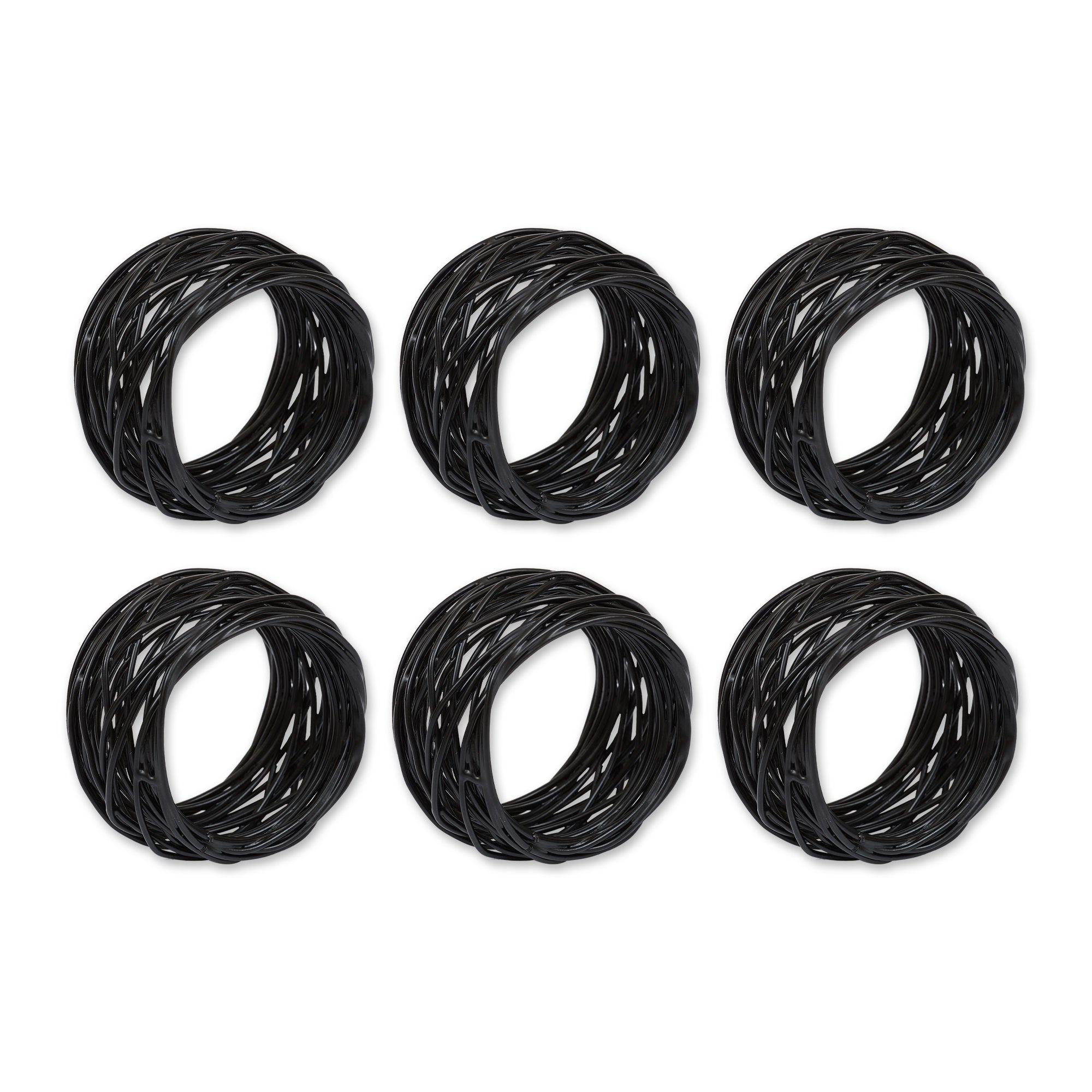 Birdnest Black Napkin Ring Set/6