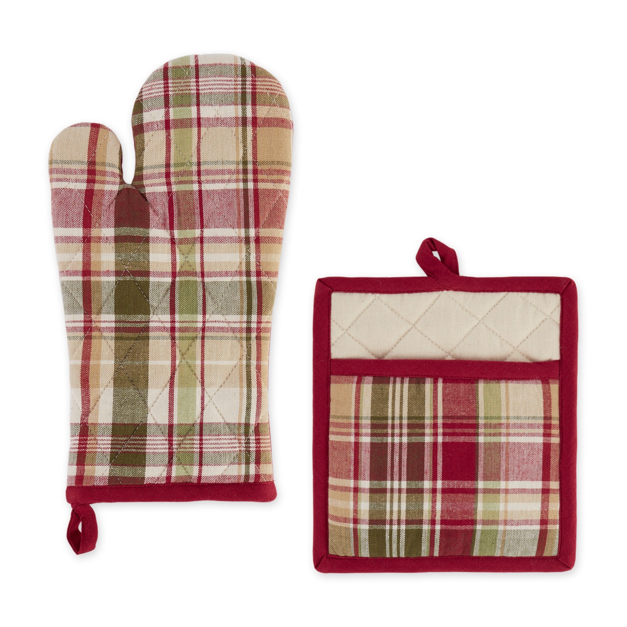 Give Thanks Plaid Oven Mitt & Potholder Set