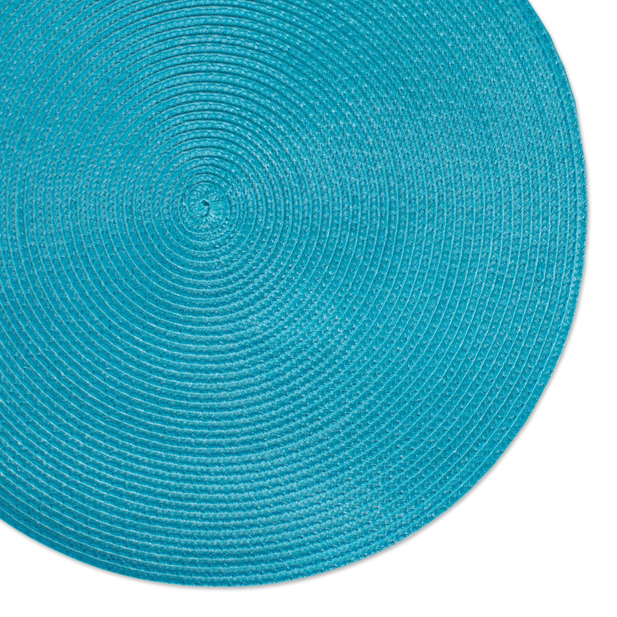 PLACEMAT ROUND PP WOVEN AQUA Set of 6