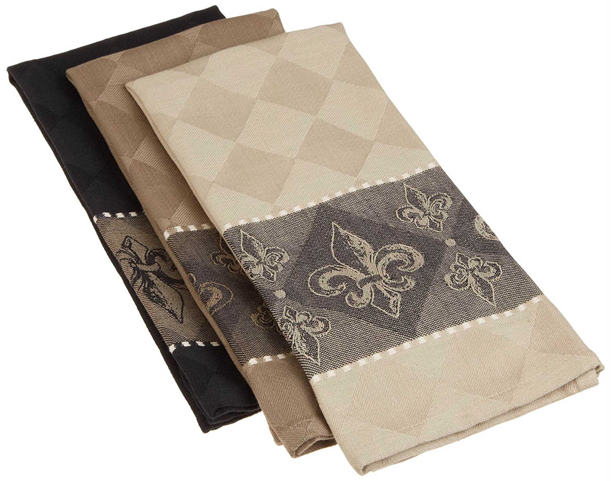 Dii Assorted Fleur De Lis Jacquard Dishtowels (Set Of 3)