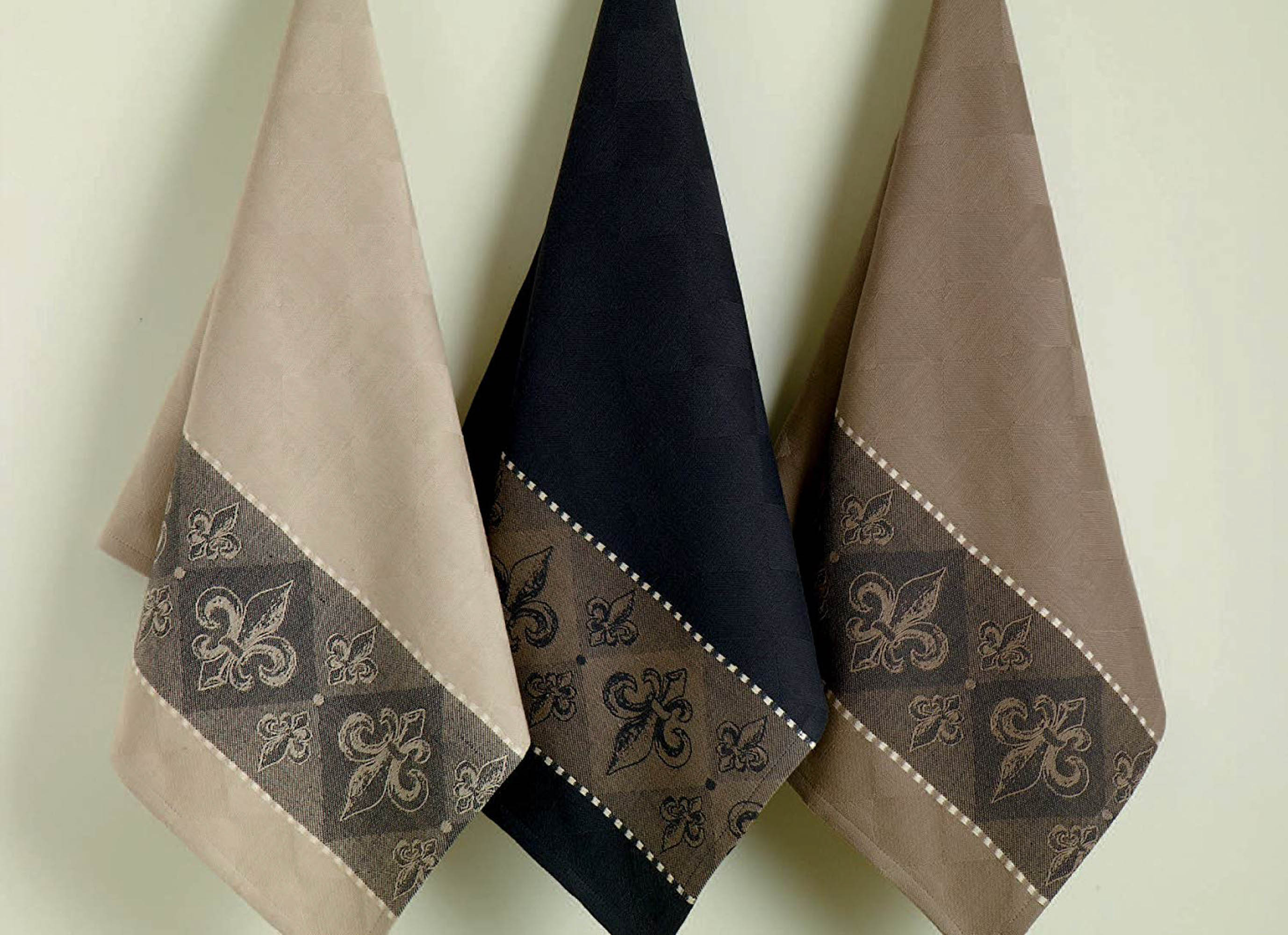 DII Assorted Fleur De Lis Jacquard Dishtowels (Set of 3)