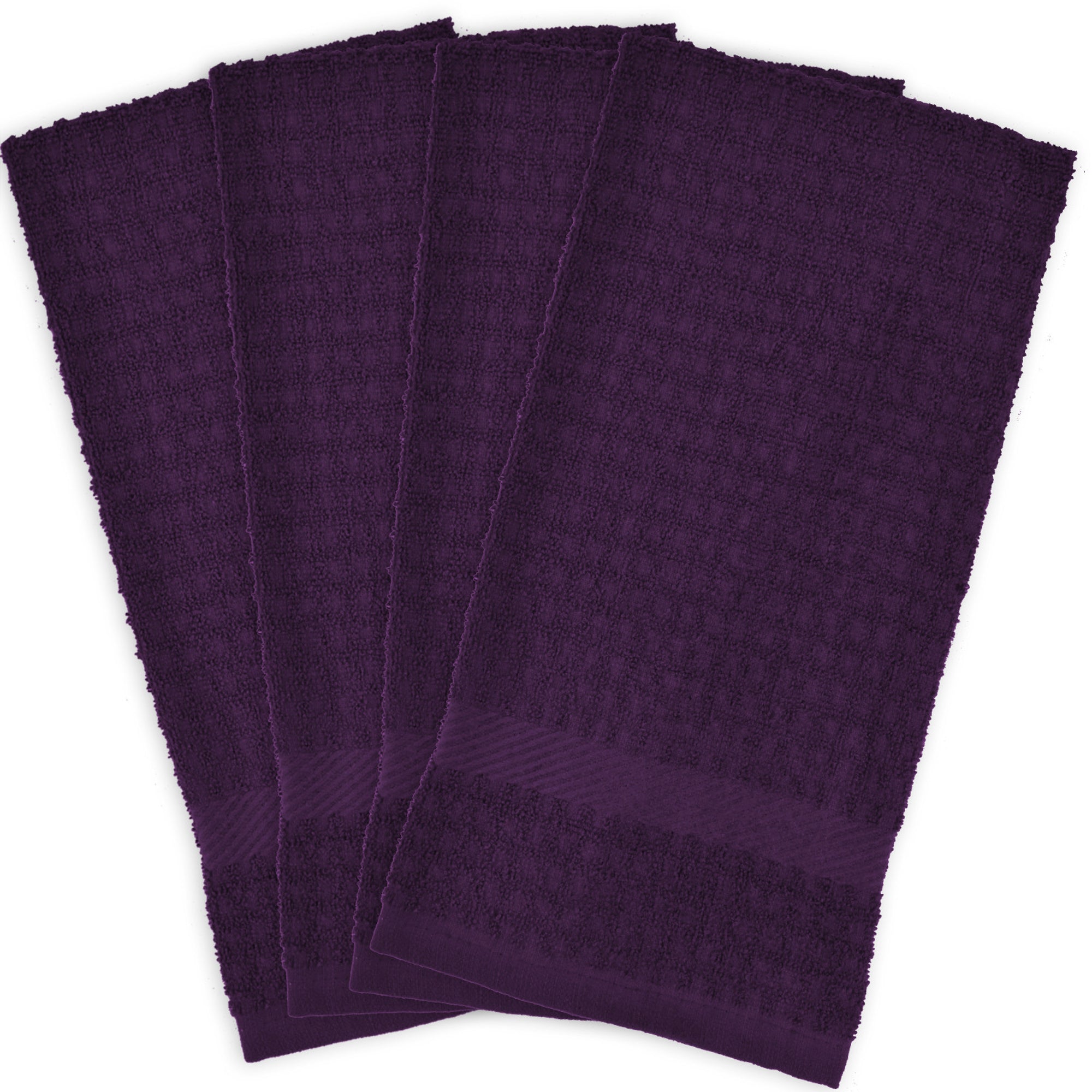 Dii Dishtowel Set, Waffle Terry Collection, 15X26-Inches, Eggplant