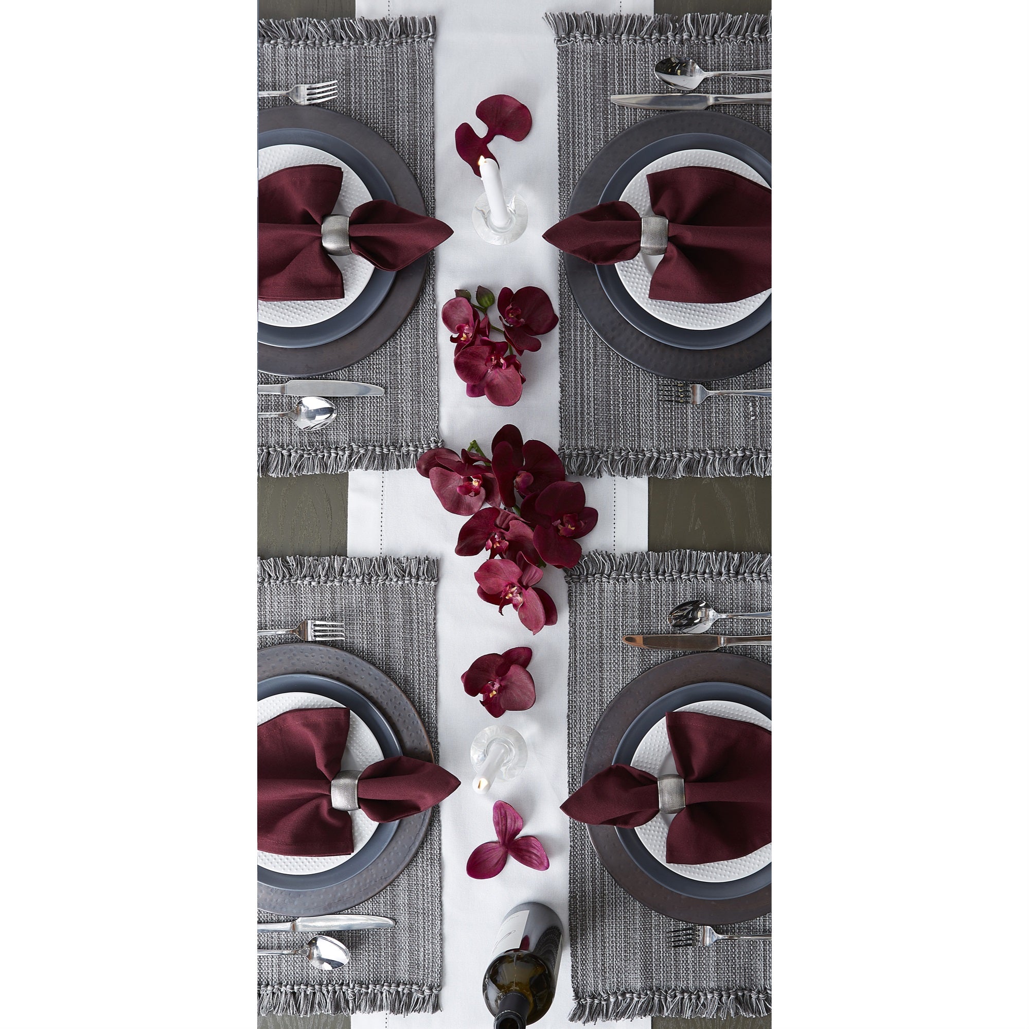 FRINGE VARIGATED PLACEMAT GRAY Set of 6