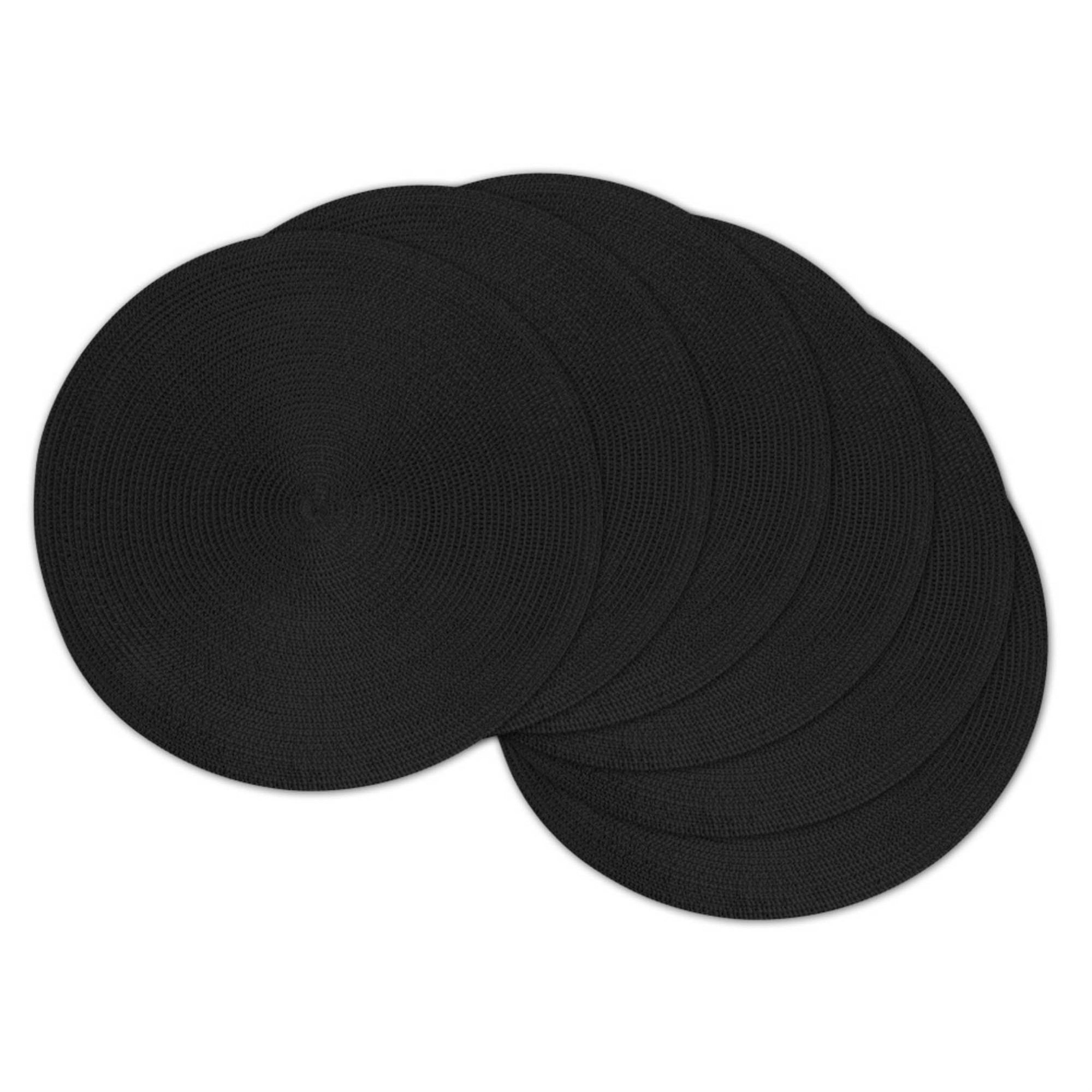 Dii Black Round Polypropylene Woven Placemat (Set Of 6)
