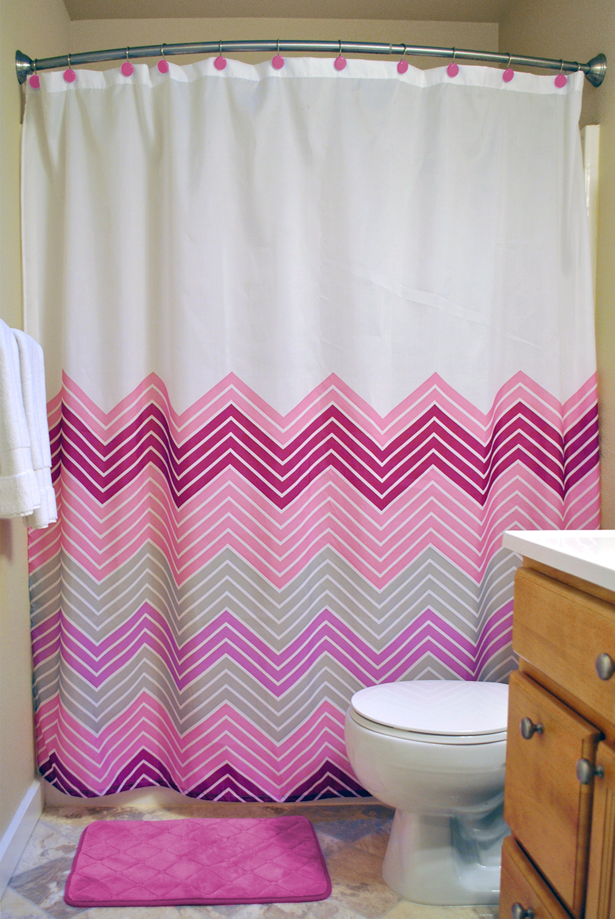 Dii 14-Piece Assorted Bath Set Chevron Pink