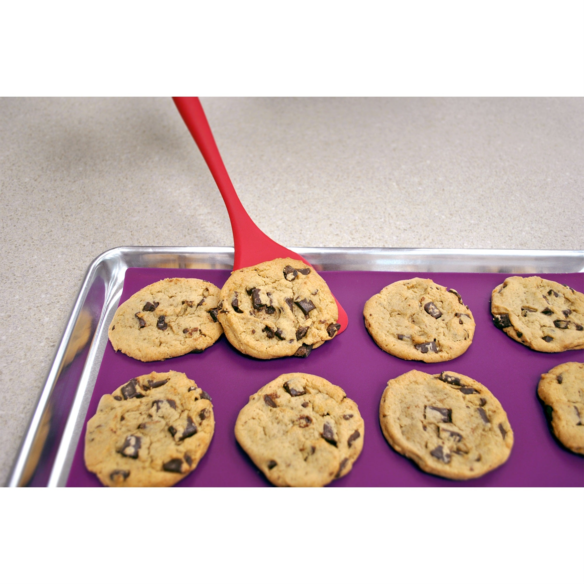 Red 4-Piece Kitchen Baking Set - To Include 2 Silicone Baking Mats, One Oven Gripper And One Basting Brush.  Silicone Is Heat Re