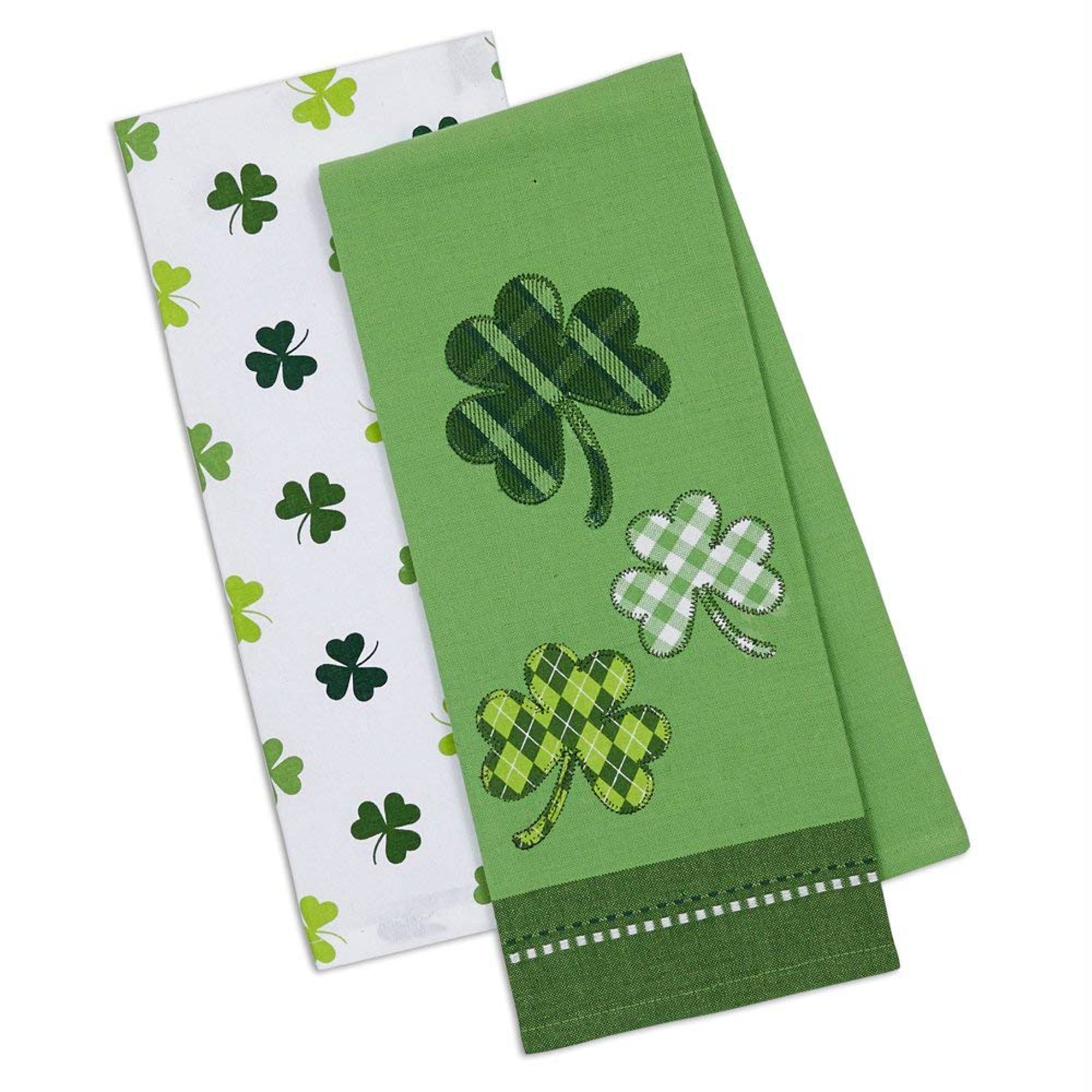 DII Assorted Green / White Lucky Day Dishtowel (Set of 2)
