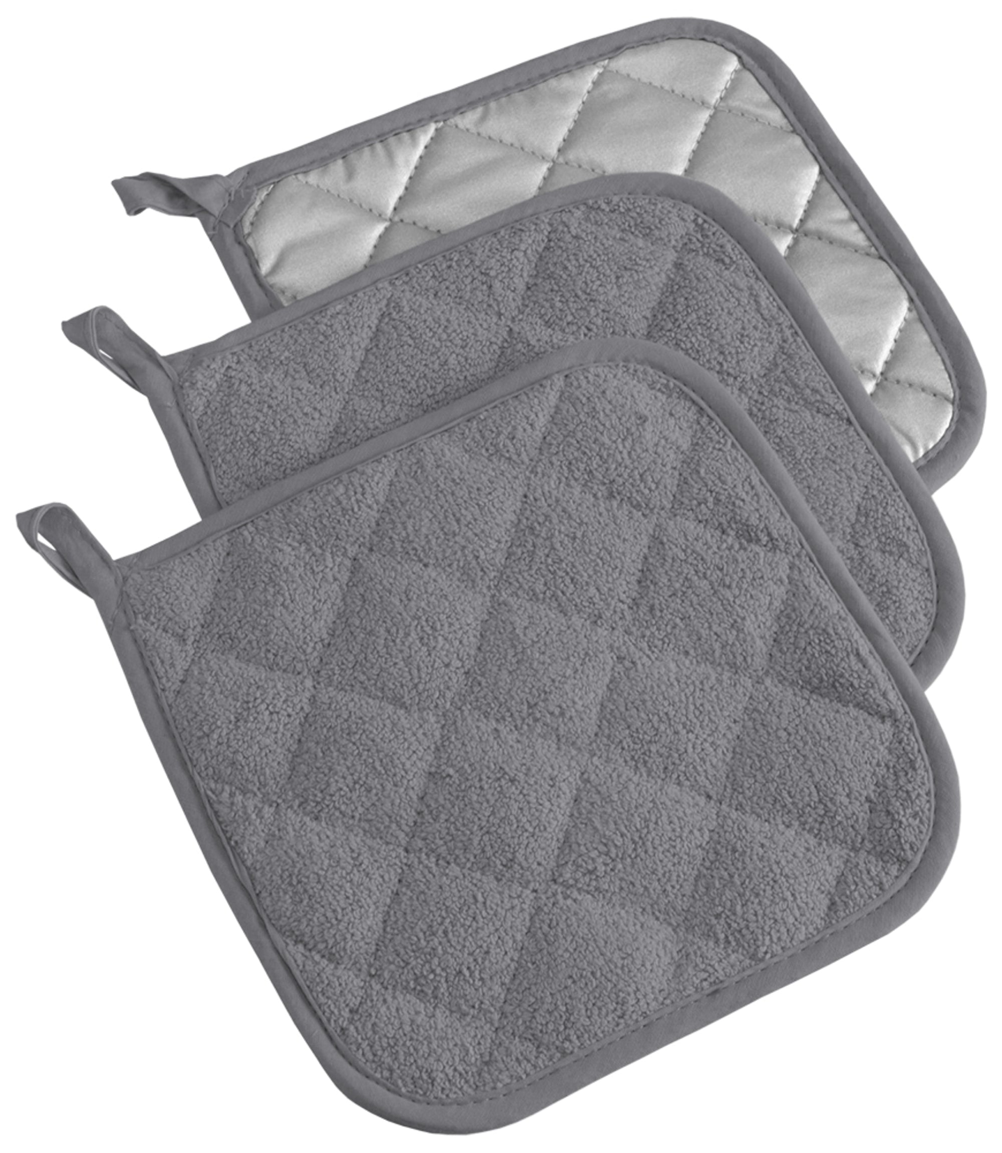 Dii Gray Terry Potholder (Set Of 3)