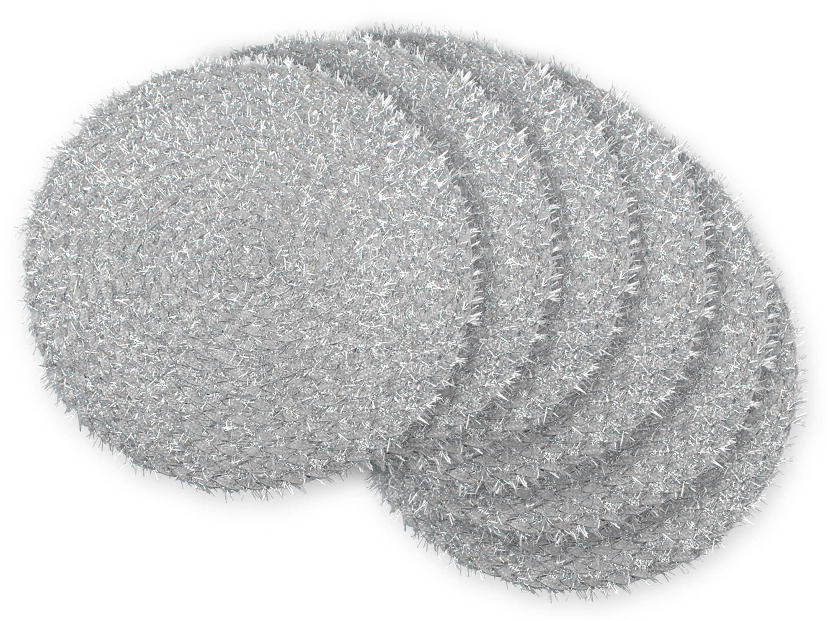 Dii Silver Round Polypropylene Woven Tinsel Placemat (Set Of 6)