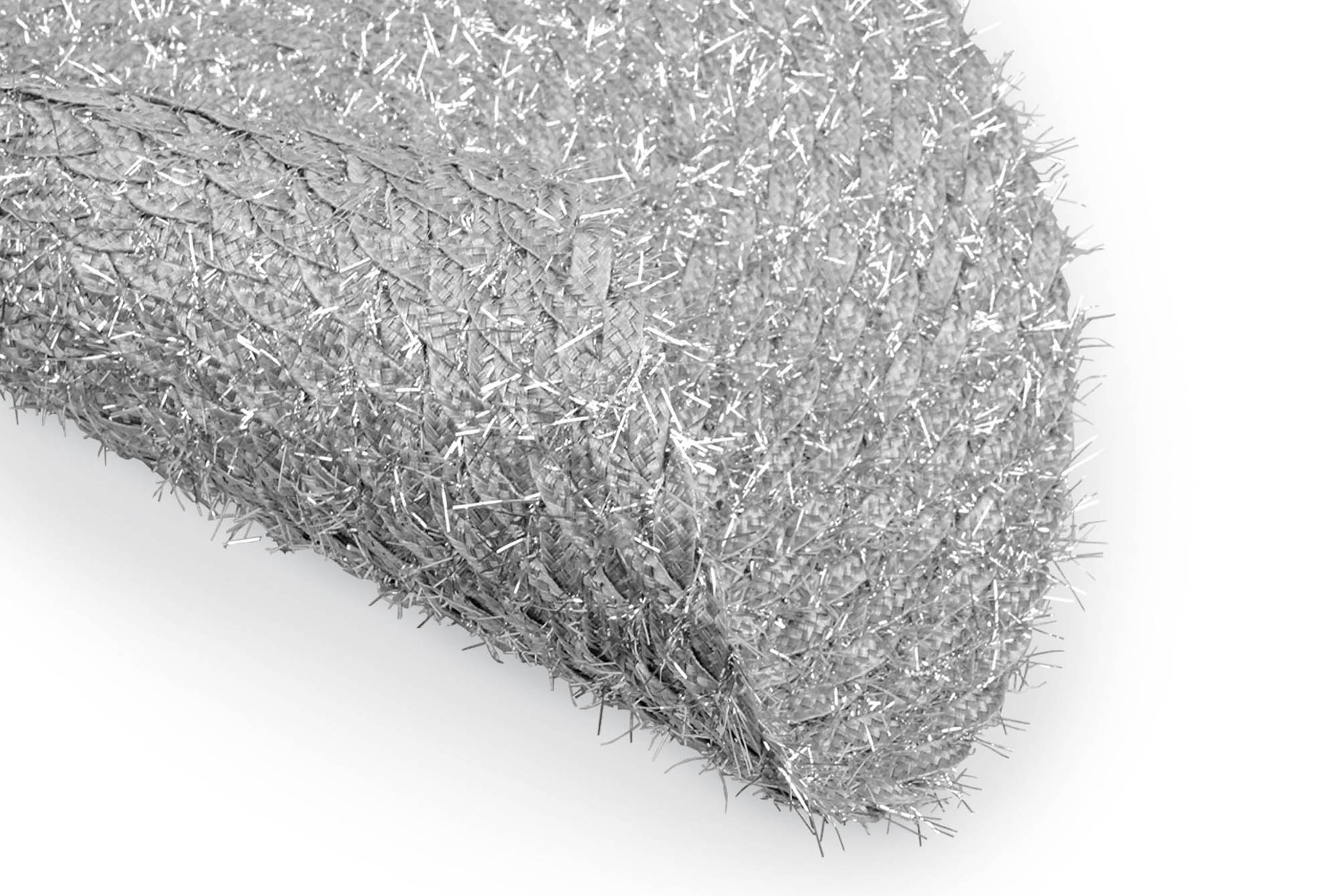 DII Silver Round Polypropylene Woven Tinsel Placemat (Set of 6)