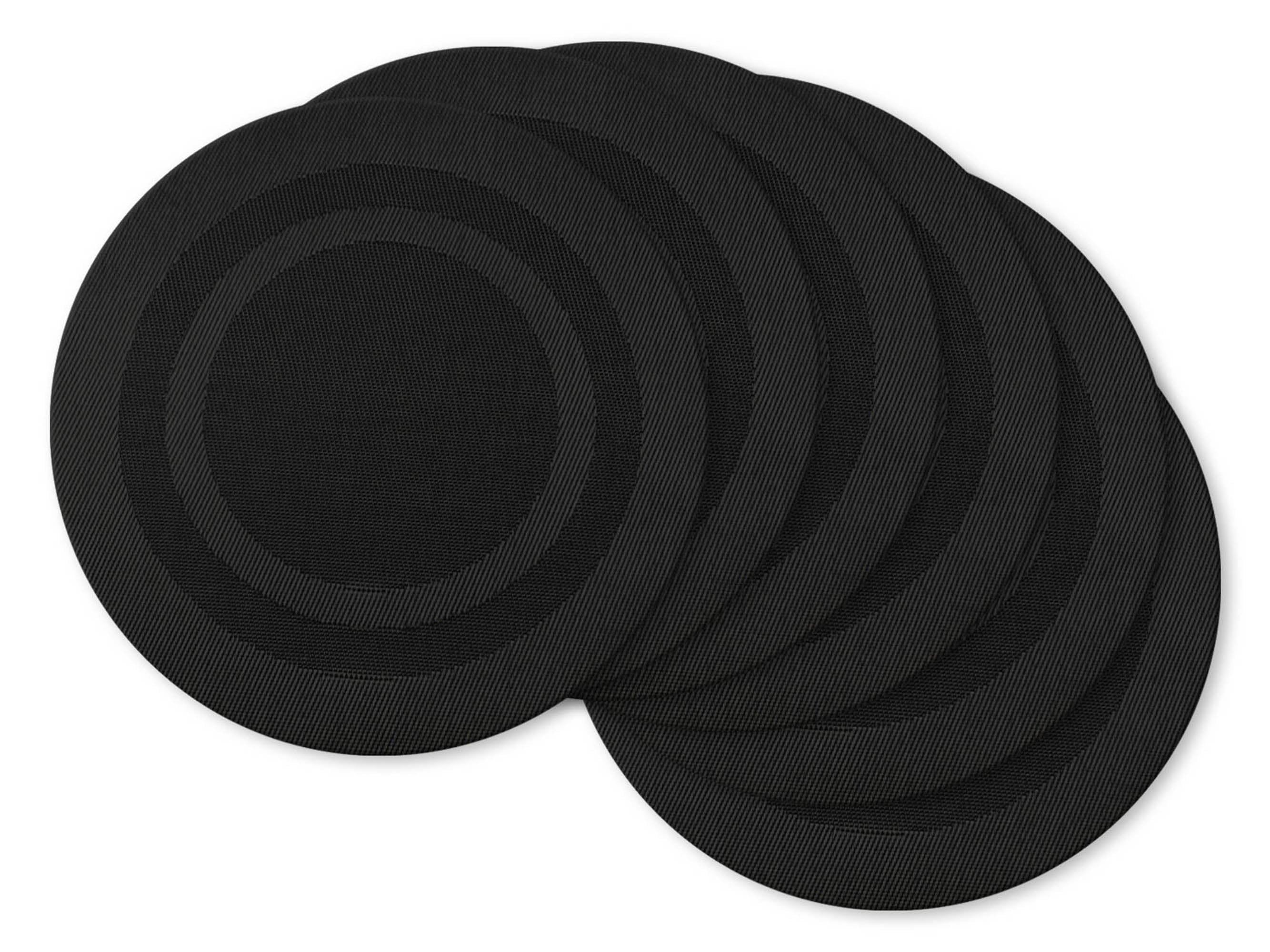 Dii Black Round Pvc Doubleframe Placemat (Set Of 6)