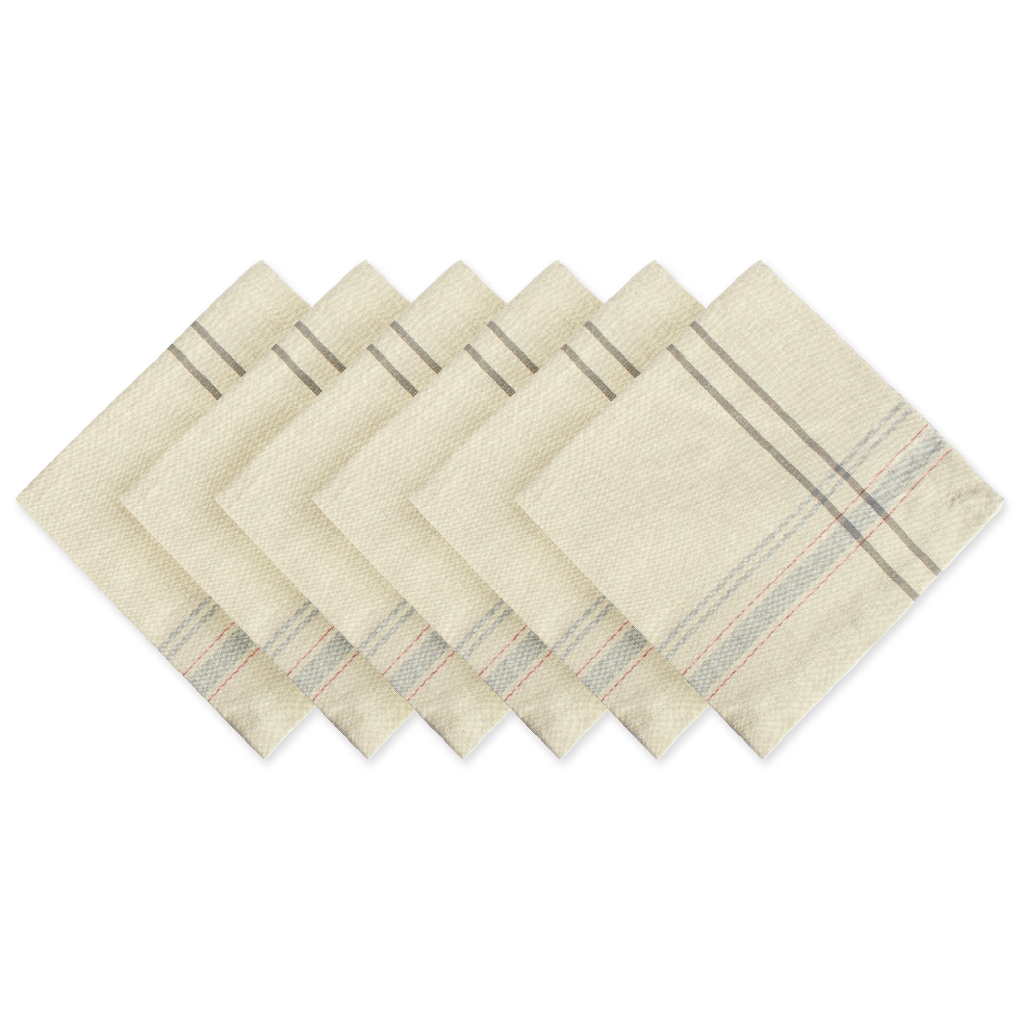 Dii Gray French Stripe Napkin (Set Of 6)