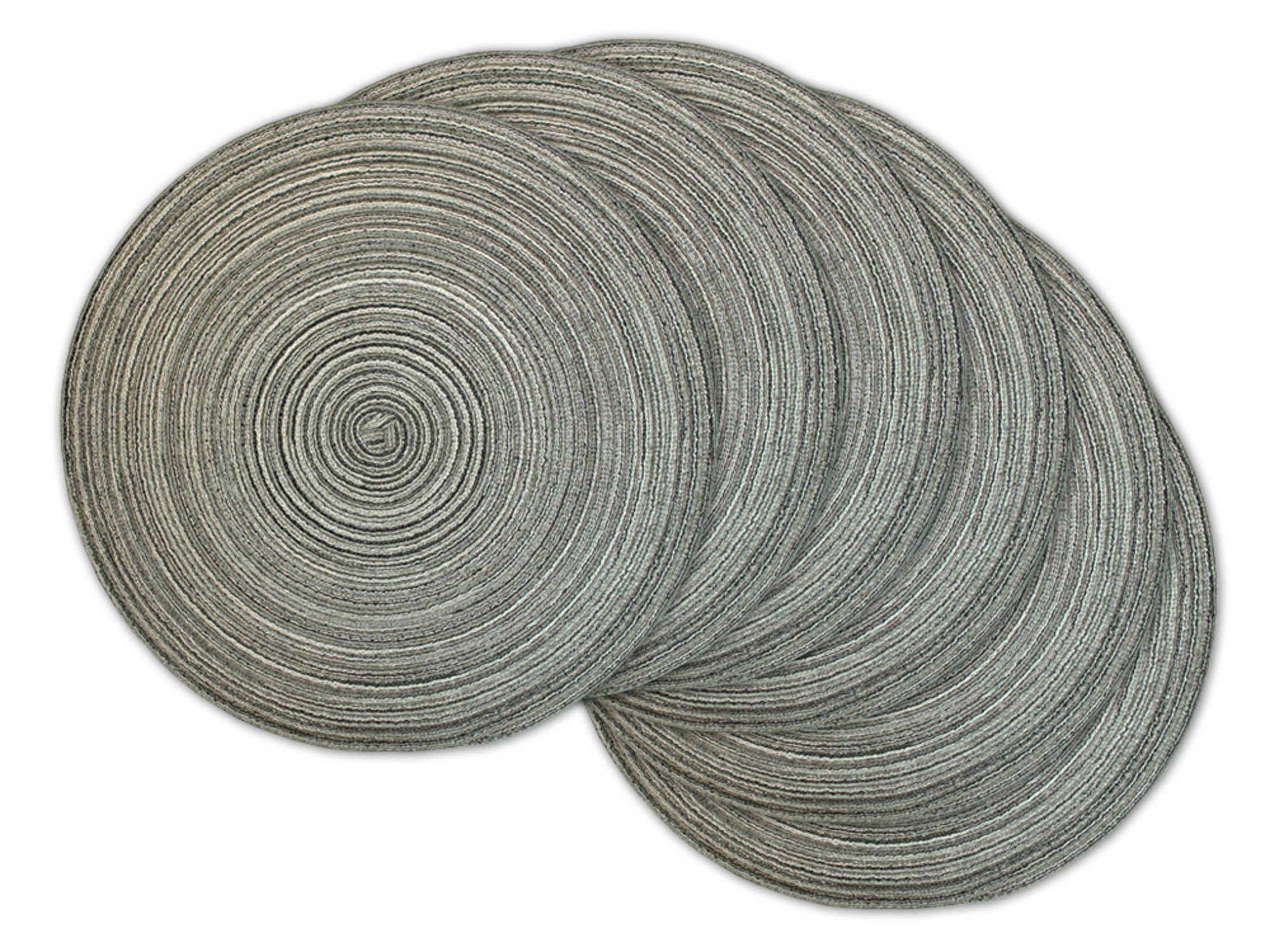 Dii Variegated Black Round Polypropylene Woven Placemat (Set Of 6)