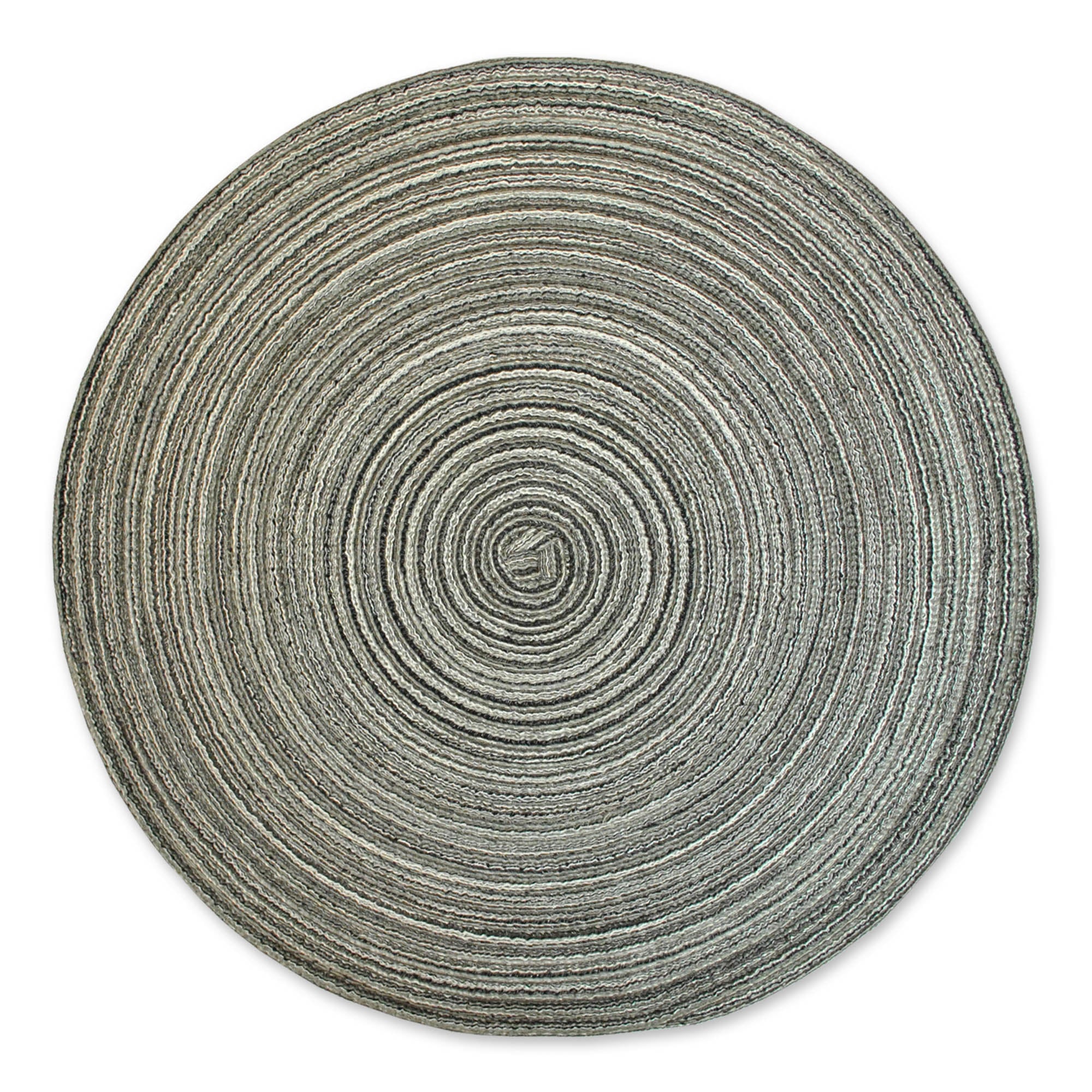 DII Variegated Black Round Polypropylene Woven Placemat (Set of 6)