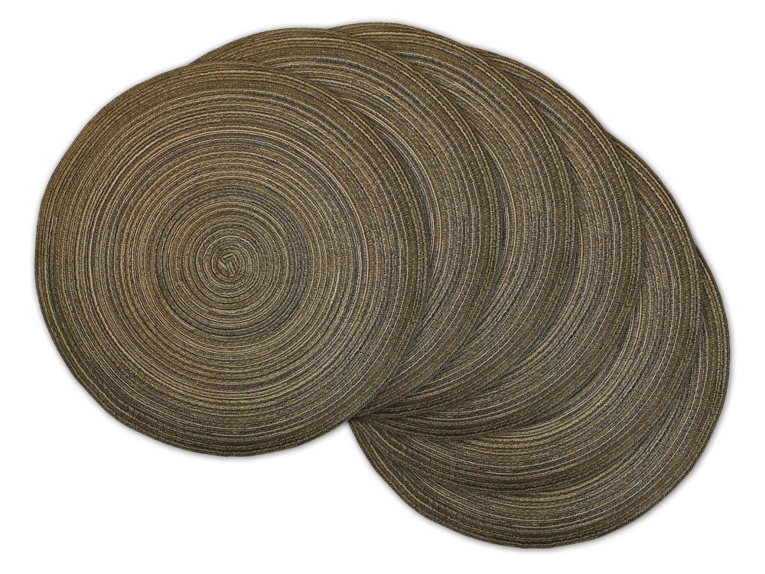 Dii Variegated Brown Round Polypropylene Woven Placemat (Set Of 6)