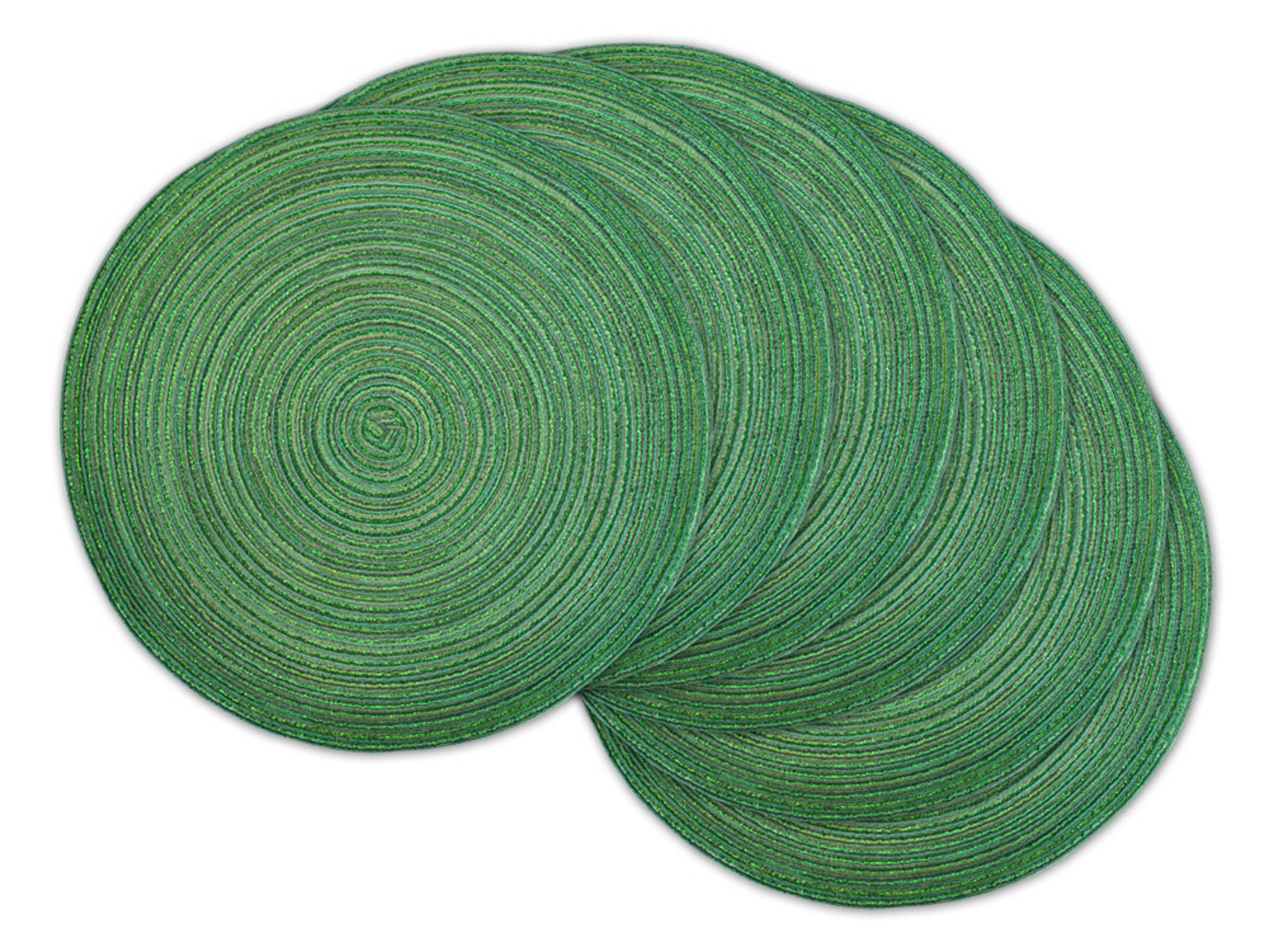 Dii Variegated Green Lurex Round Polypropylene Woven Placemat (Set Of 6)