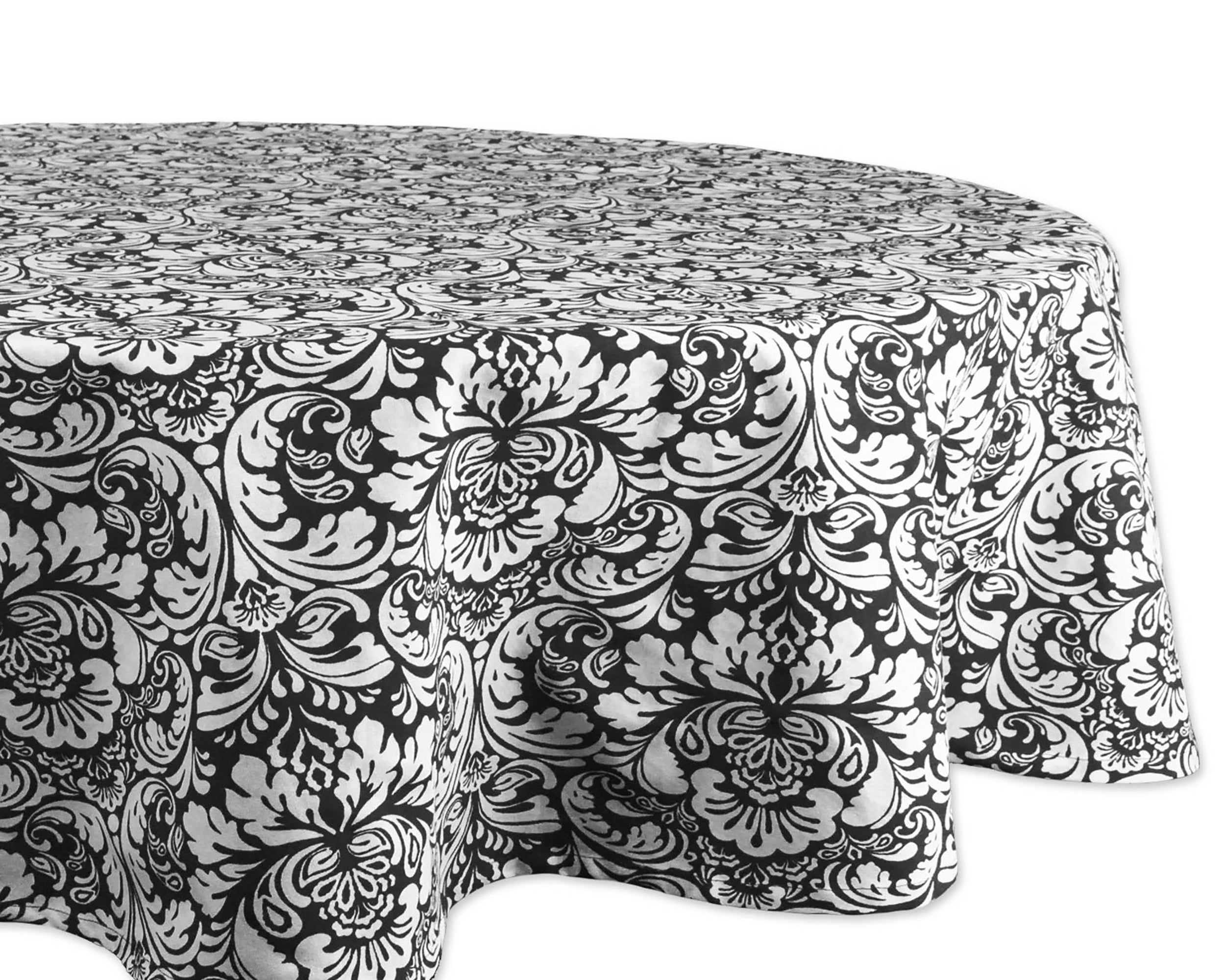 Dii Damask Black Tablecloth 70 Round