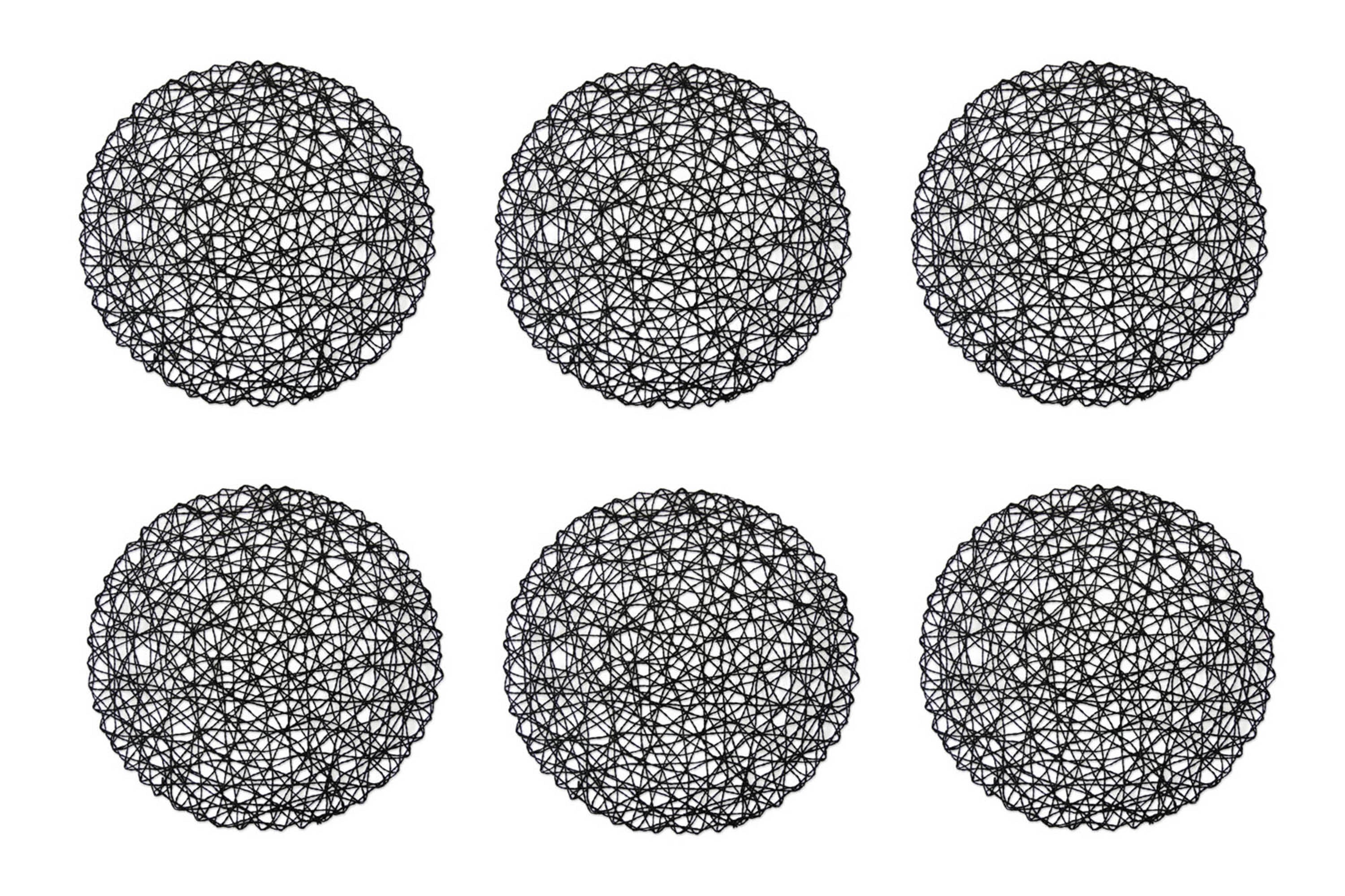 Dii Black Woven Paper Round Placemat (Set Of 6)