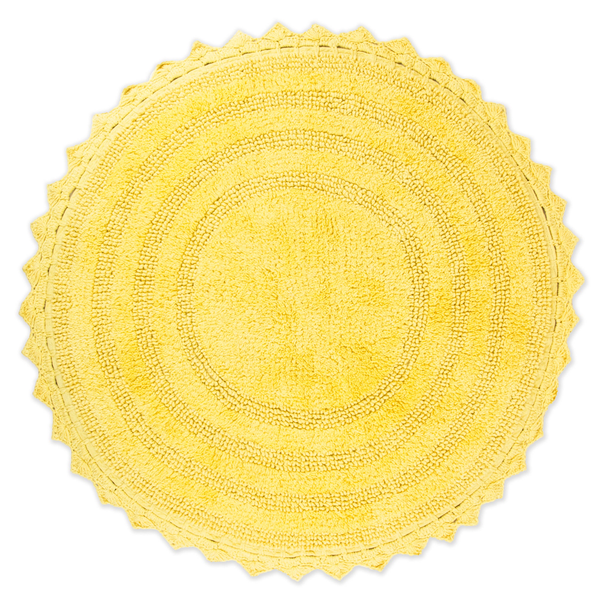 Dii Yellow Round Crochet Bath Mat