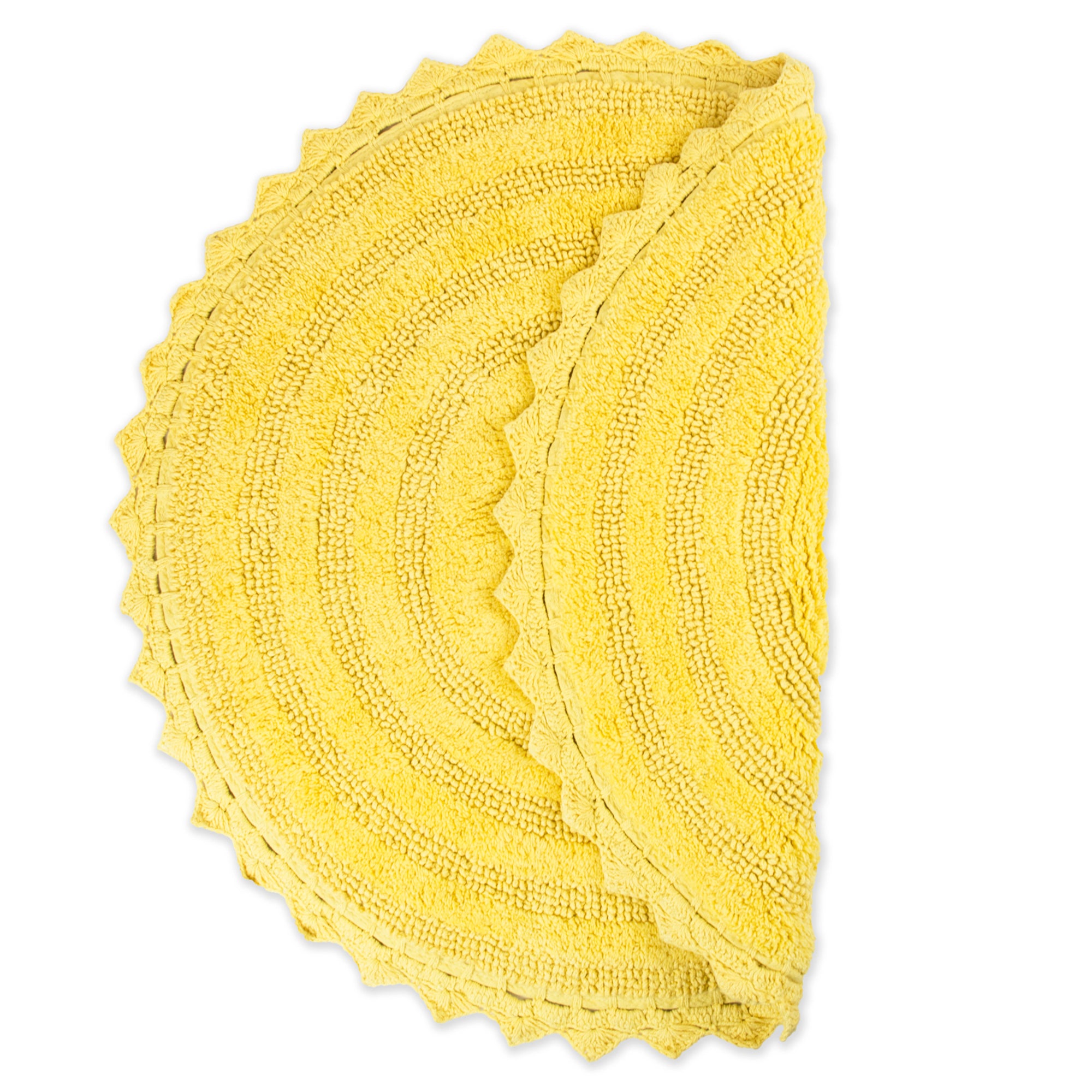DII Yellow Round Crochet Bath Mat