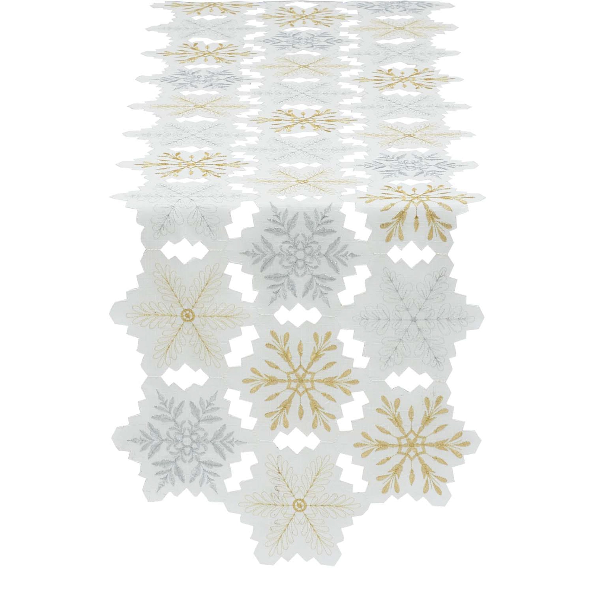 Dii Embroidered Snowflakes Table Runner
