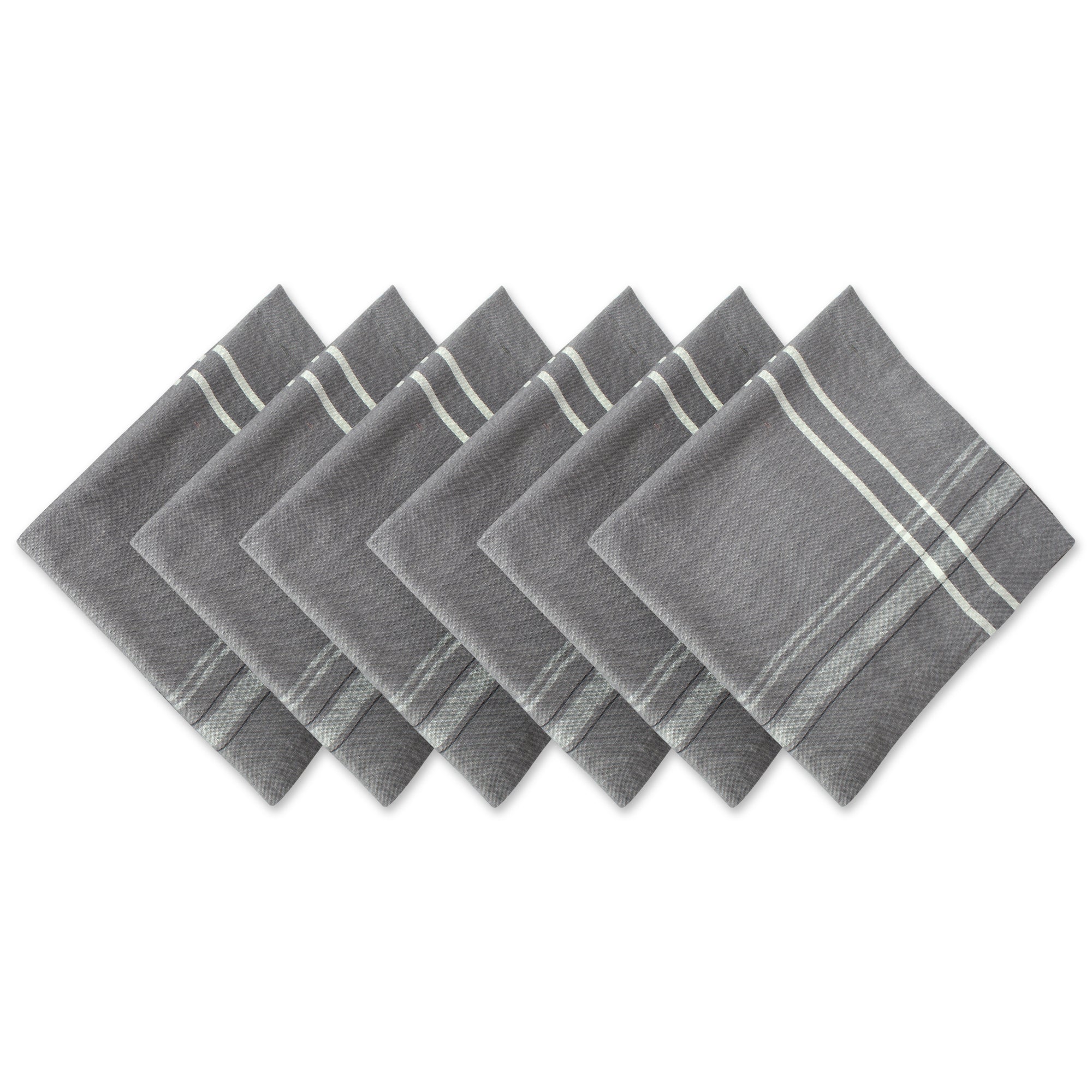 Dii Gray Chambray French Stripe Napkin (Set Of 6)