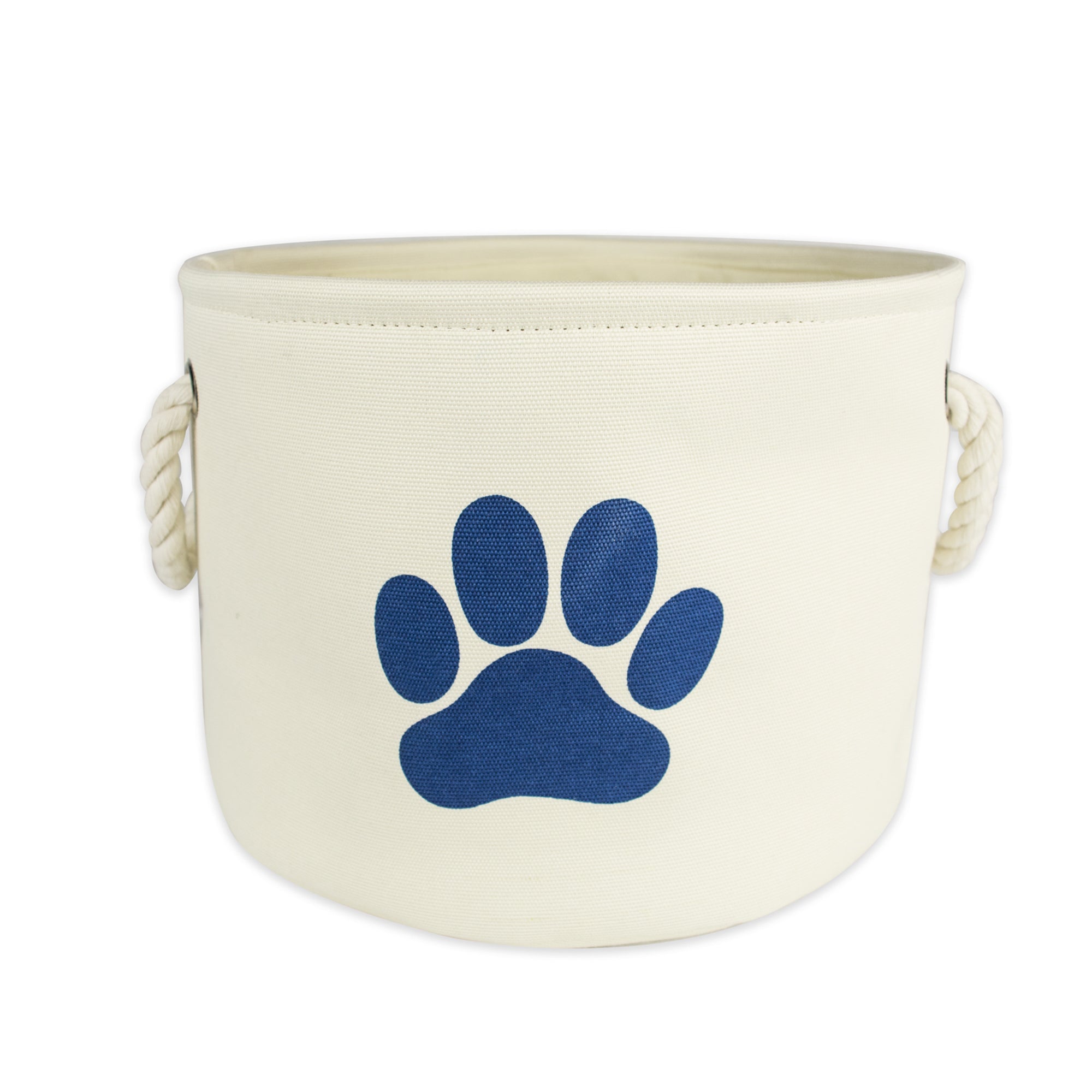 Dii Polyester Pet Bin Paw Off White Round Small
