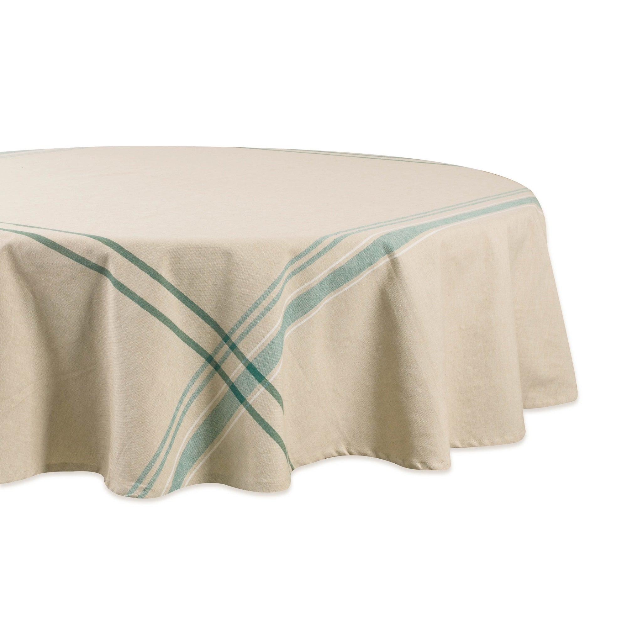 Dii Teal French Stripe Tablecloth 70 Round