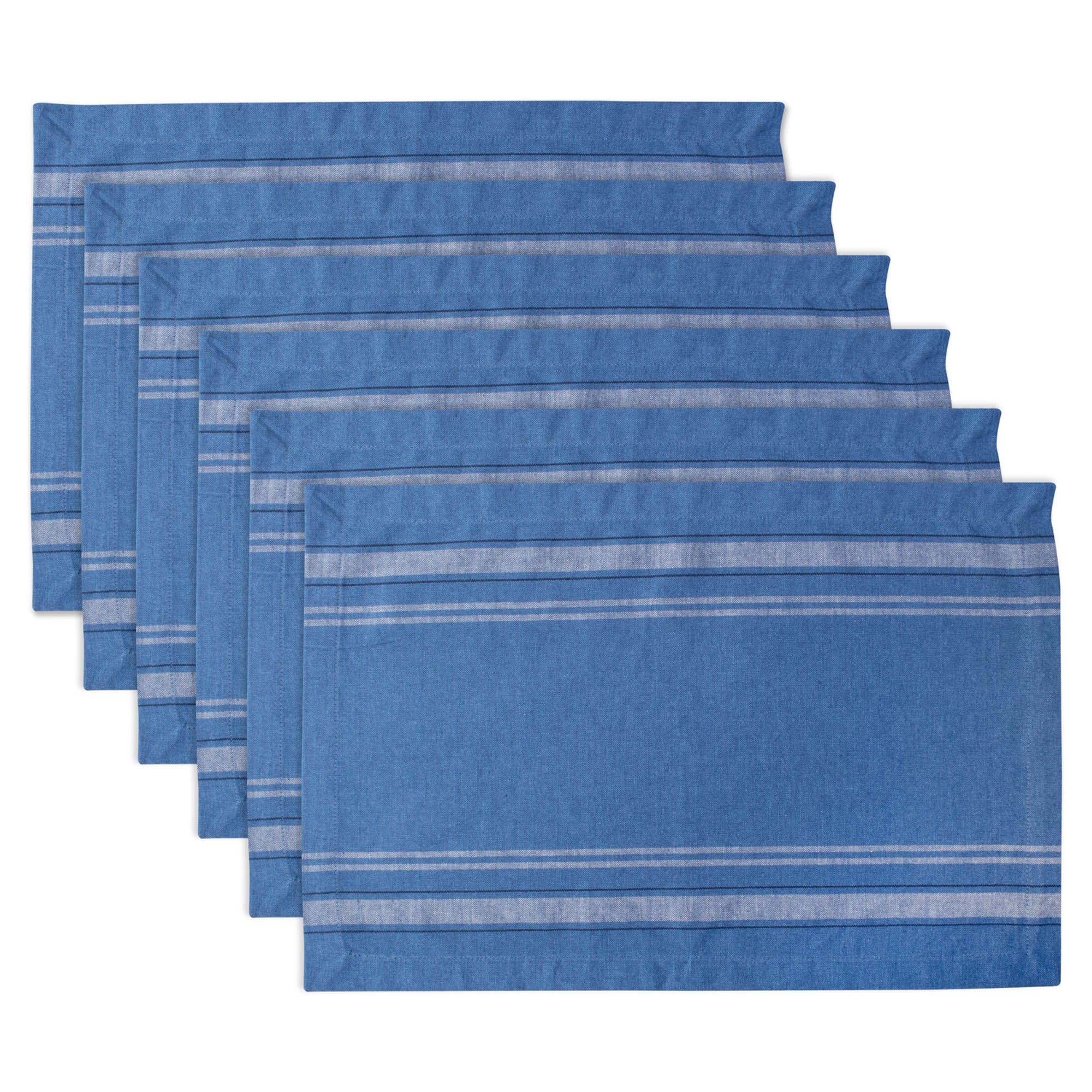 Dii Blue Chambray French Stripe Placemat (Set Of 6)