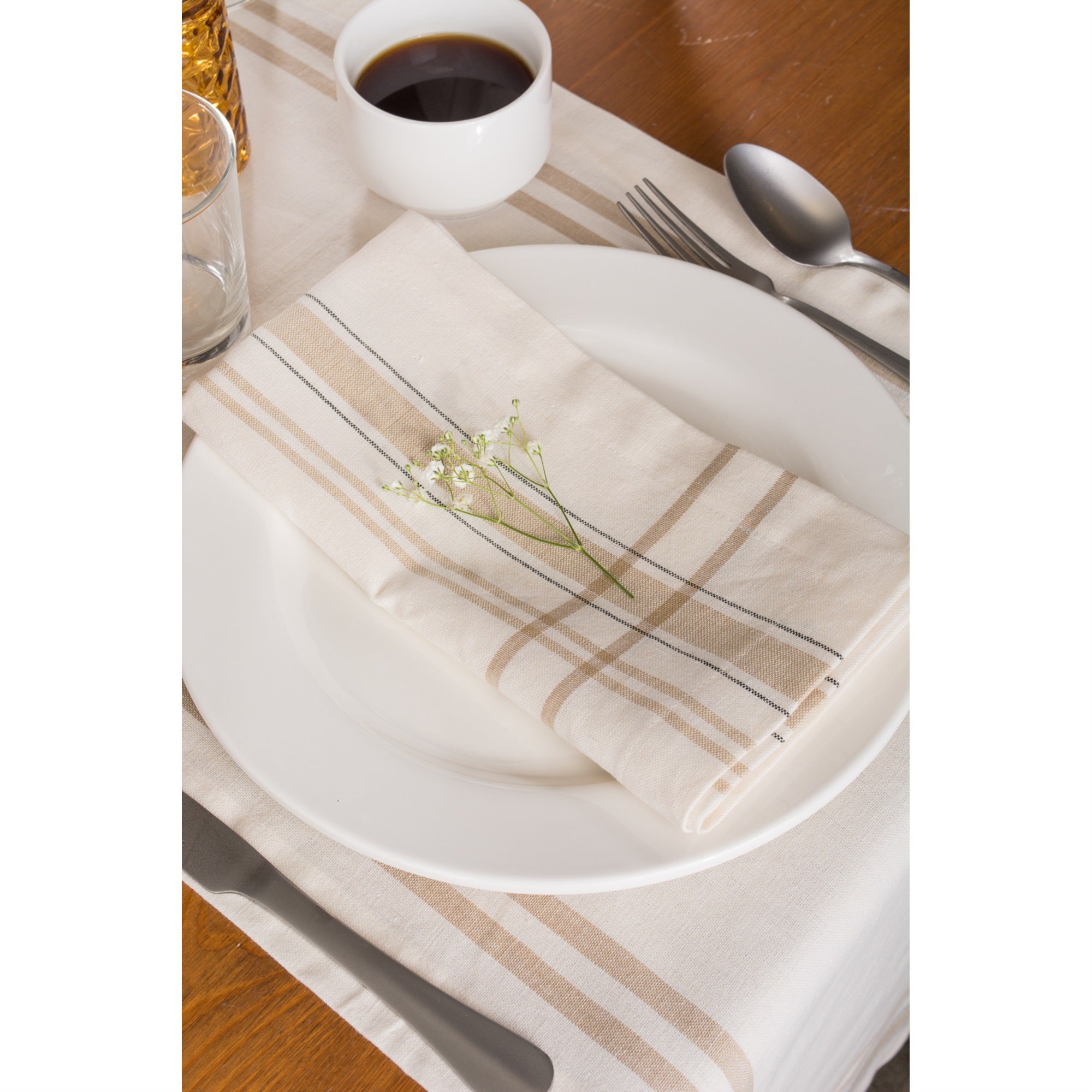 DII White Chambray French Stripe Table Runner