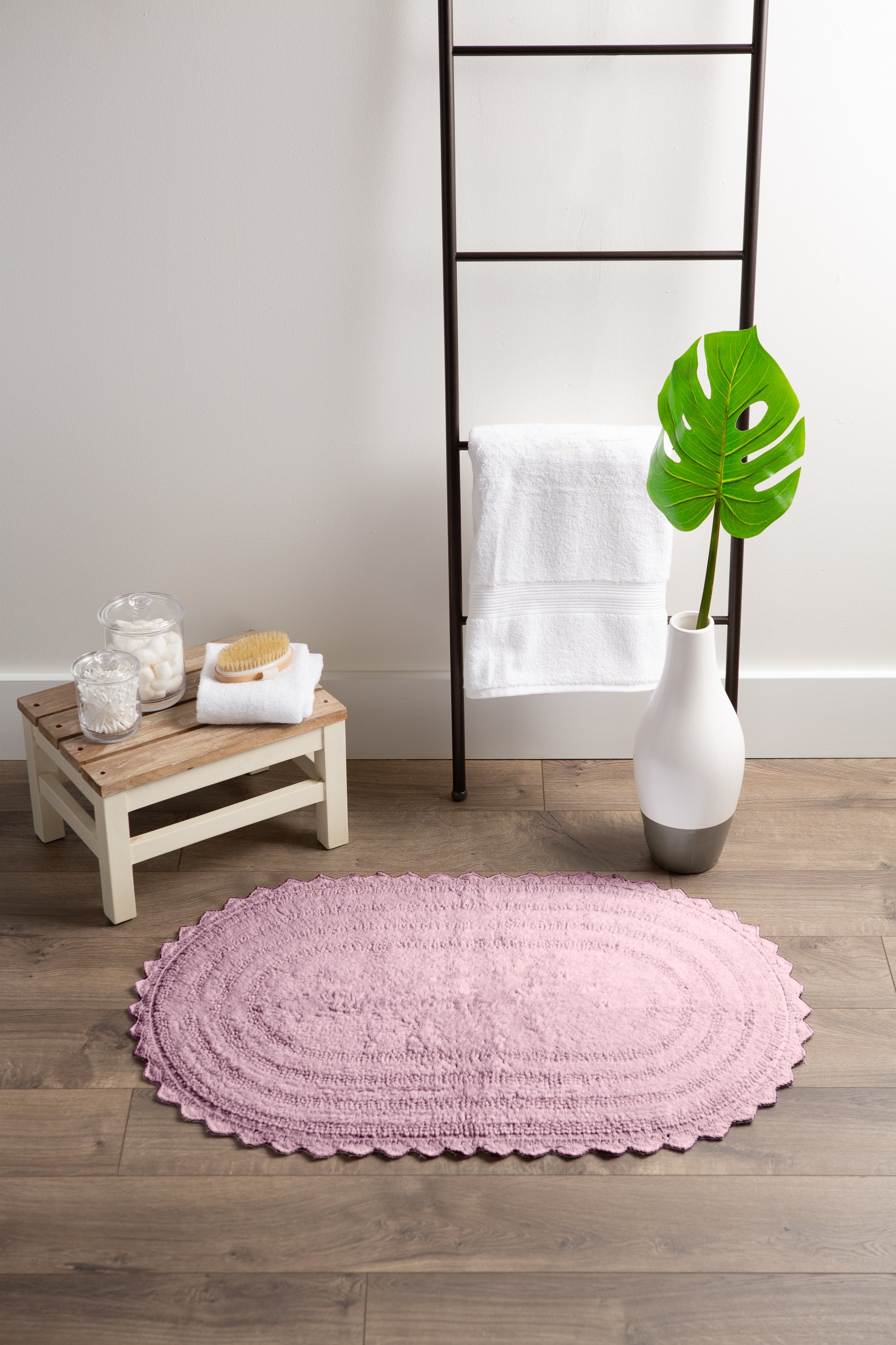 Dii Mauve Small Oval Crochet Bath Mat
