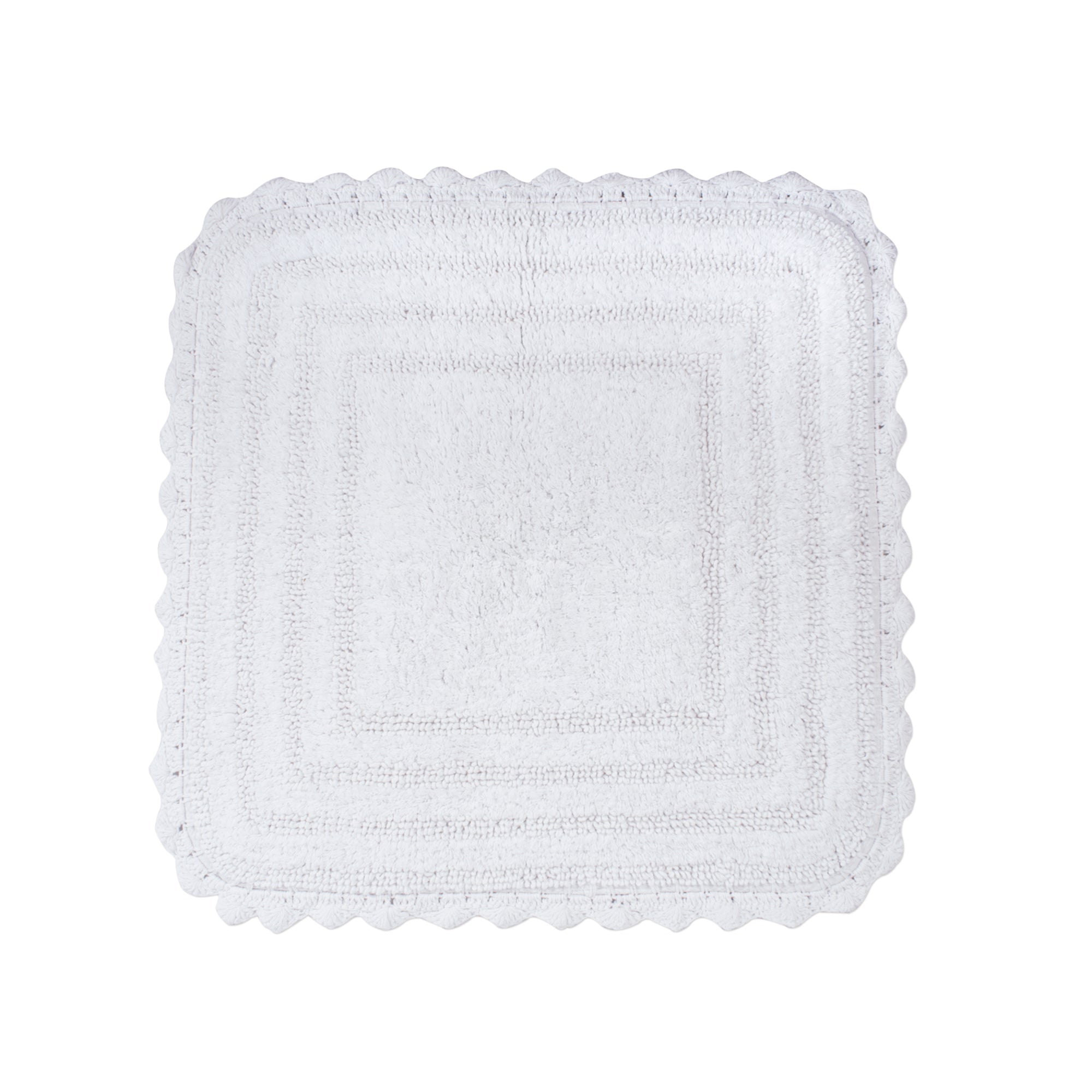 Dii White Square Crochet Bath Mat
