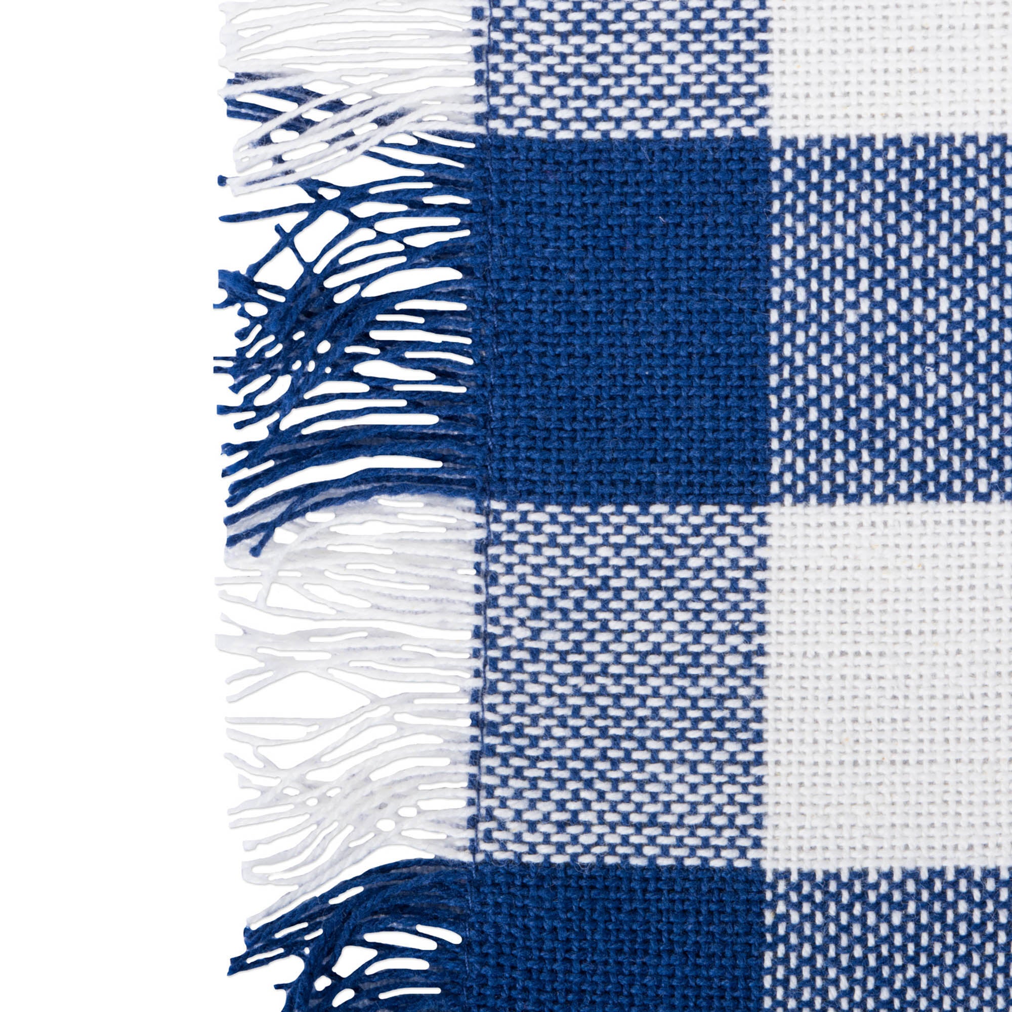 DII Navy Heavyweight Check Fringed Placemat (Set of 6)
