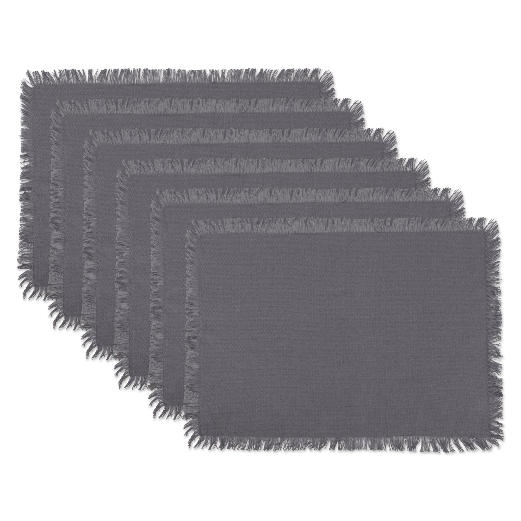 Dii Solid Gray Heavyweight Fringed Placemat (Set Of 6)