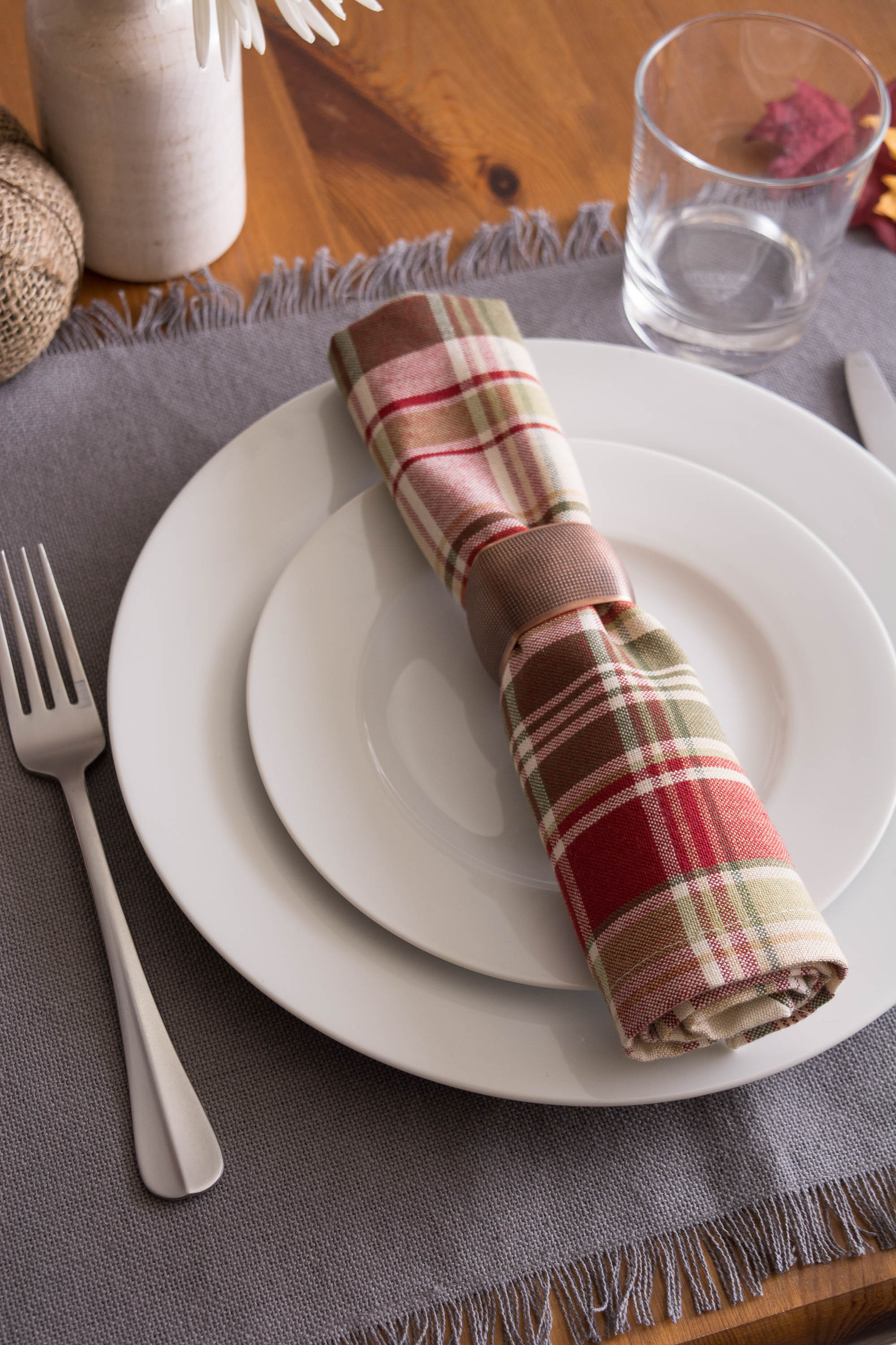 DII Solid Gray Heavyweight Fringed Placemat (Set of 6)