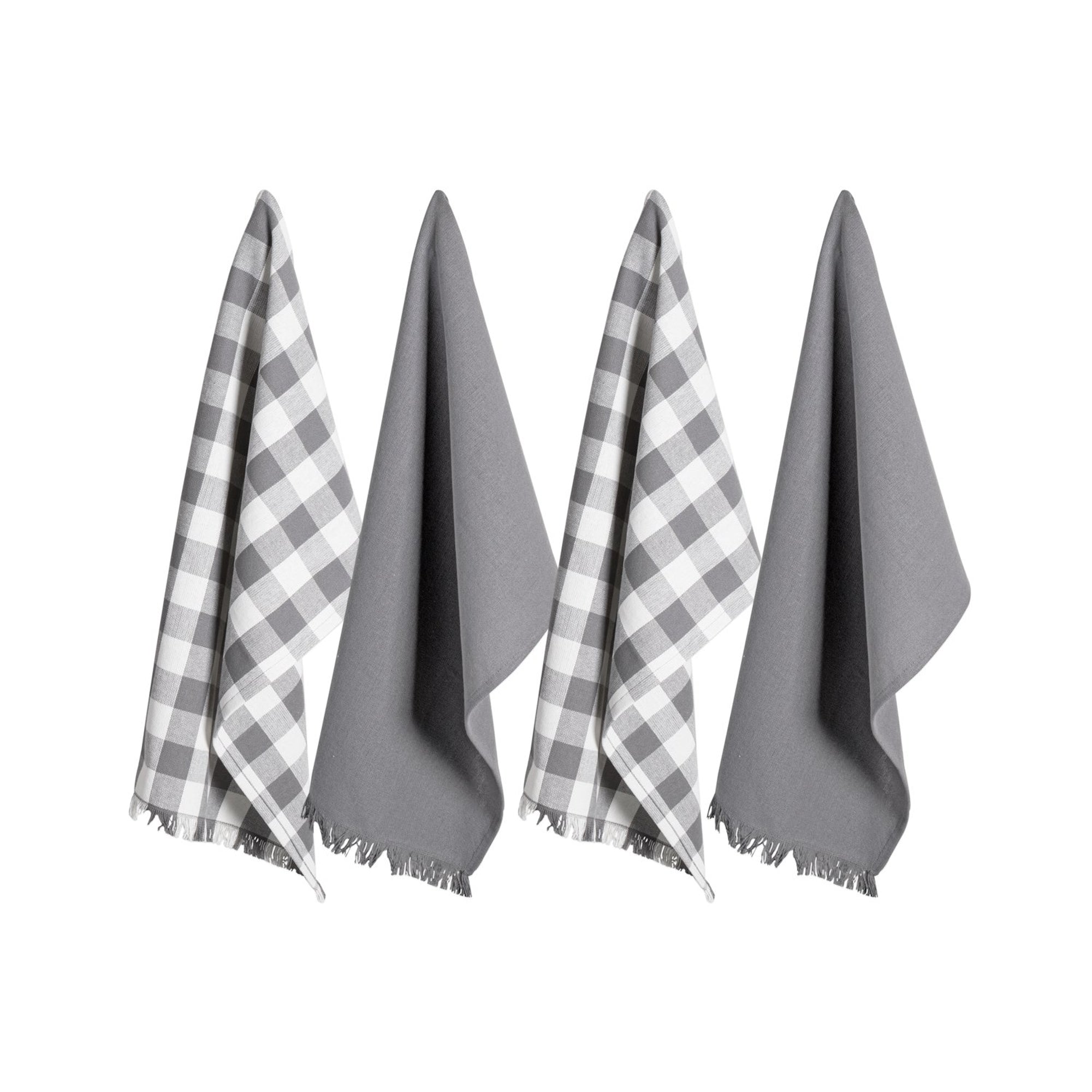 Dii Assorted Gray Heavyweight Fringed Dishtowel (Set Of 4)