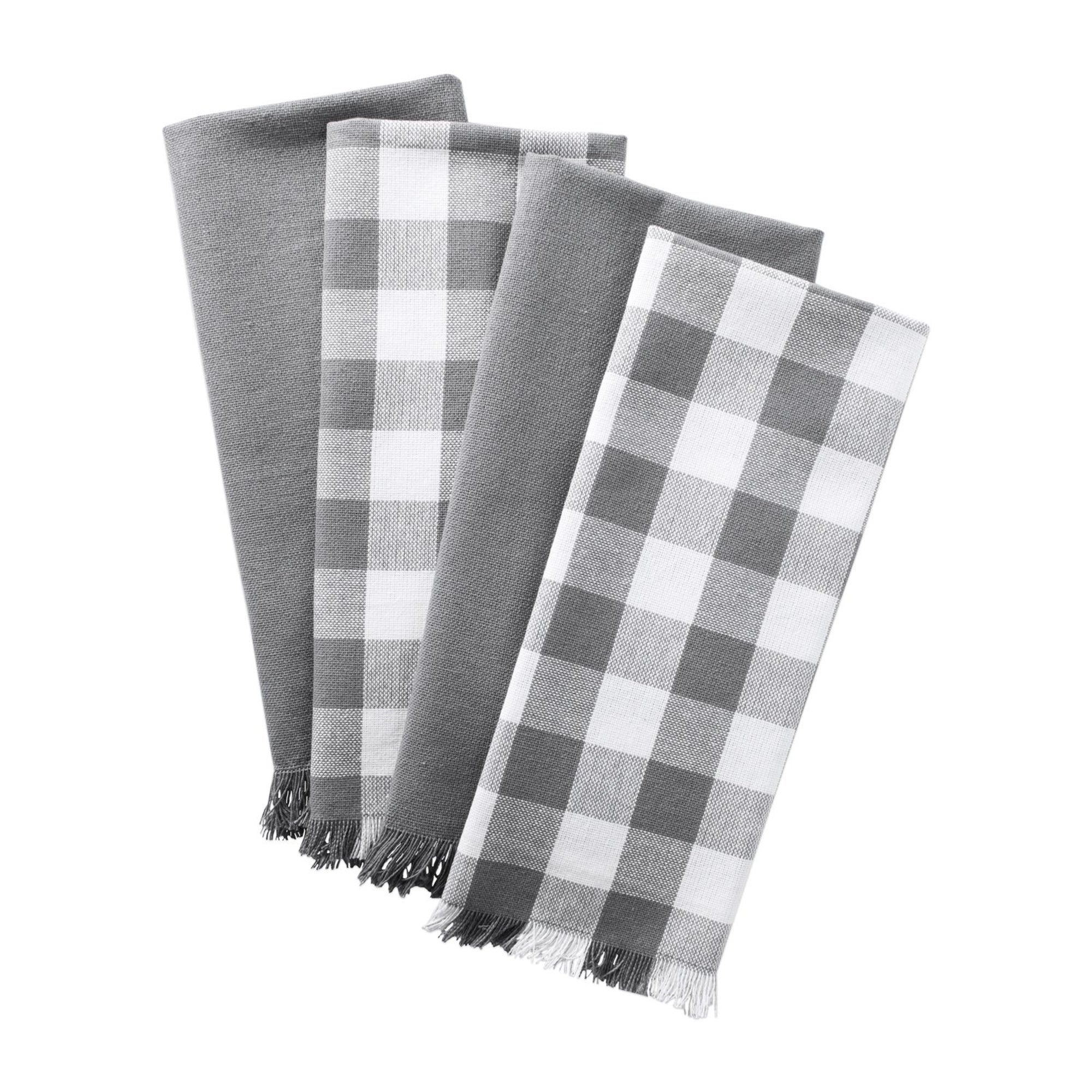 DII Assorted Gray Heavyweight Fringed Dishtowel (Set of 4)