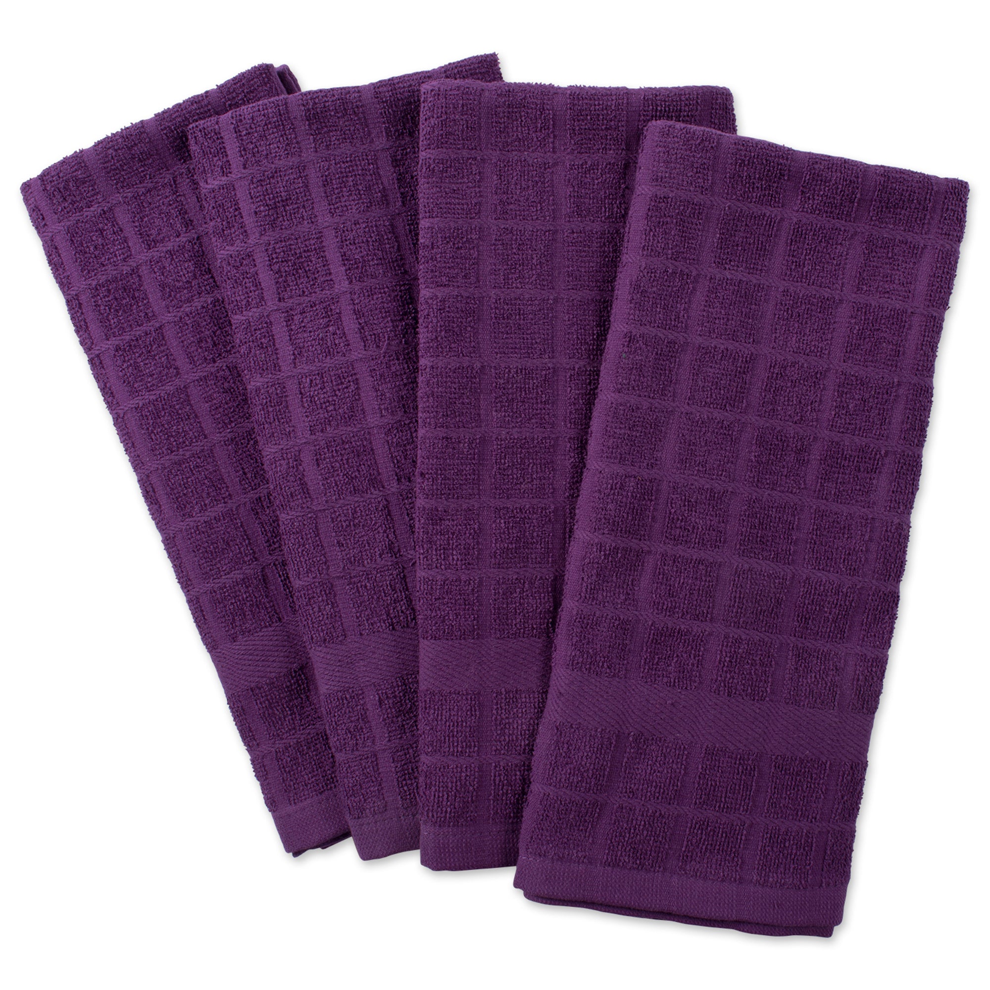 Dii Solid Eggplant Windowpane Terry Dishtowel (Set Of 4)