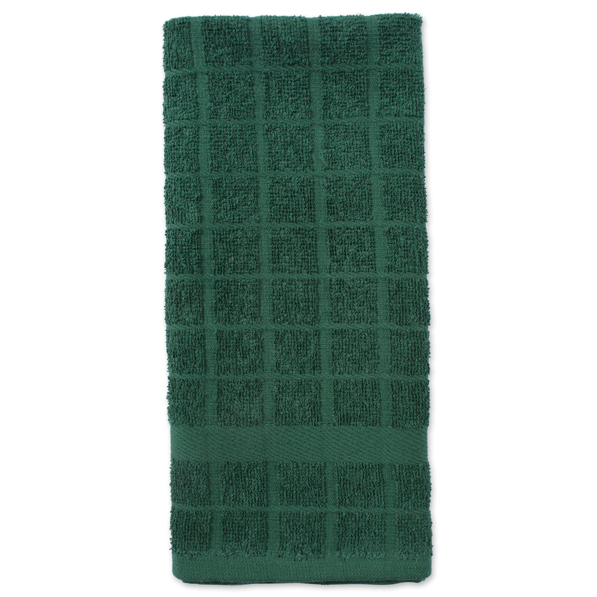 Dii Solid Dark Green Windowpane Terry Dishtowel (Set Of 4)