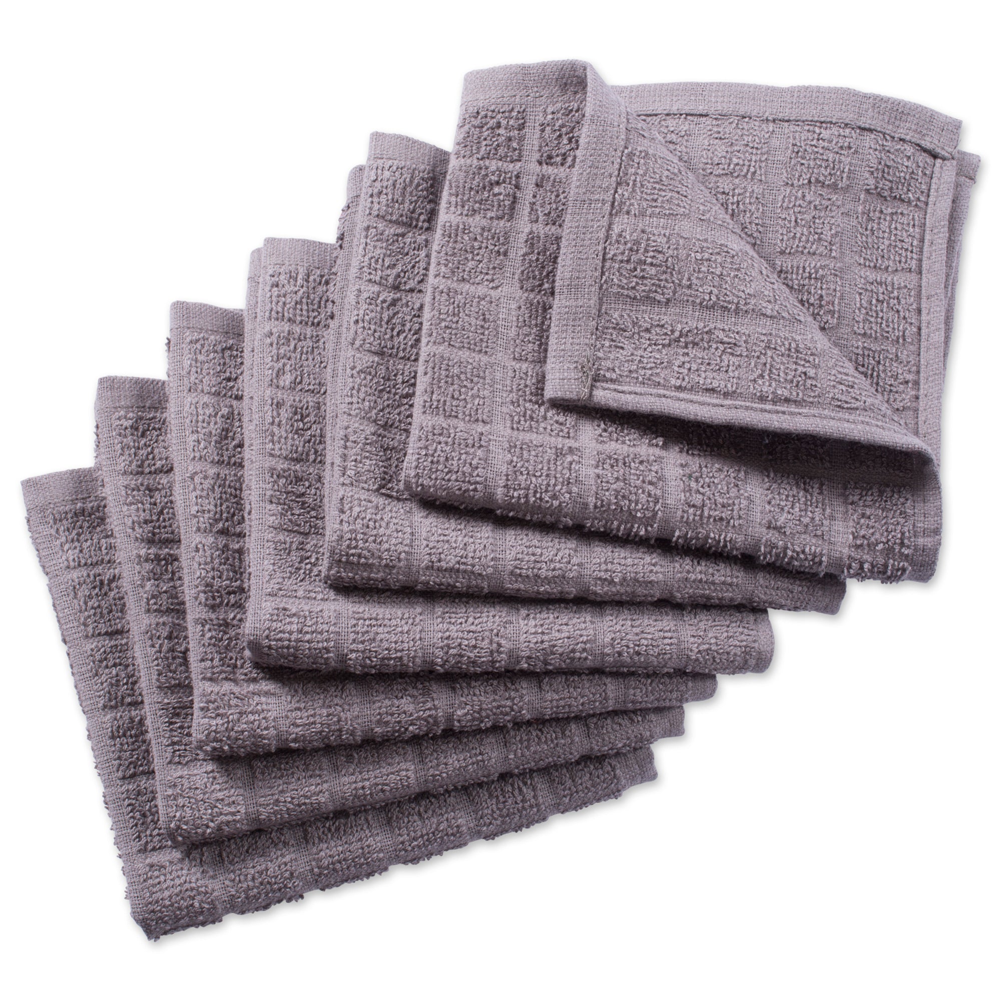 Dii Solid Gray Windowpane Terry Dishcloth (Set Of 6)