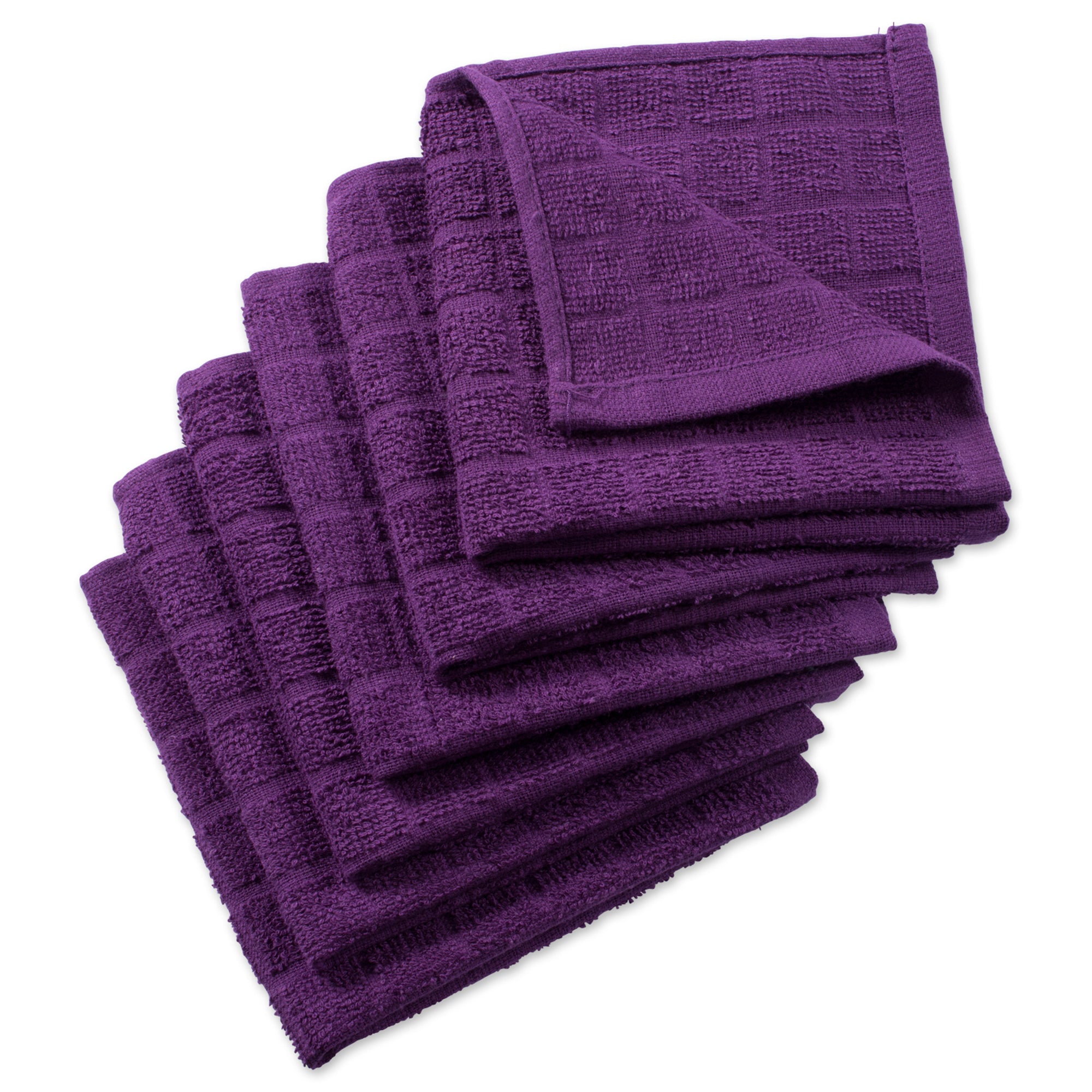 Dii Solid Eggplant Windowpane Terry Dishcloth (Set Of 6)