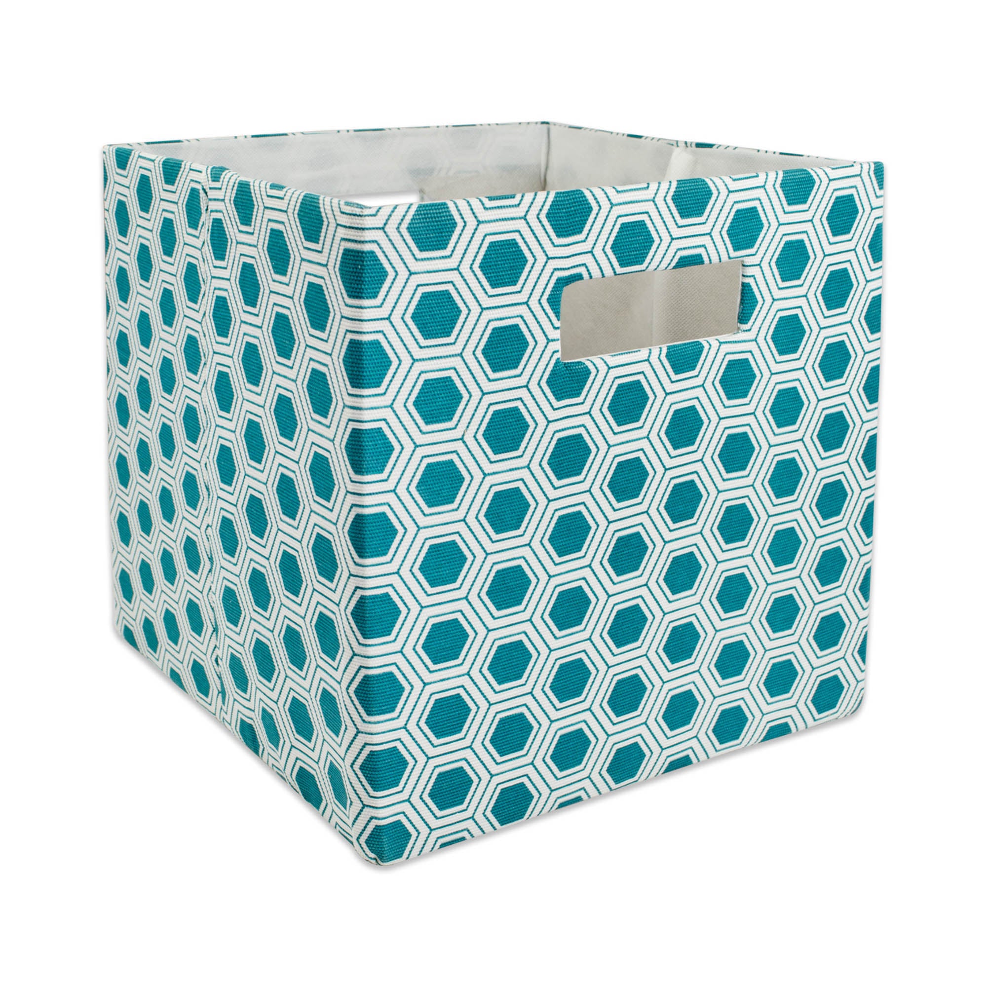 Dii Polyester Cube Honeycomb Teal Square