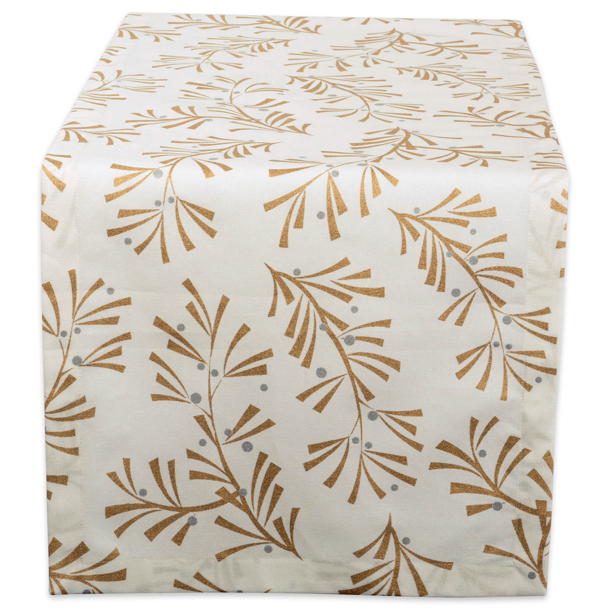 Dii Metallic Holly Leaves Table Runner