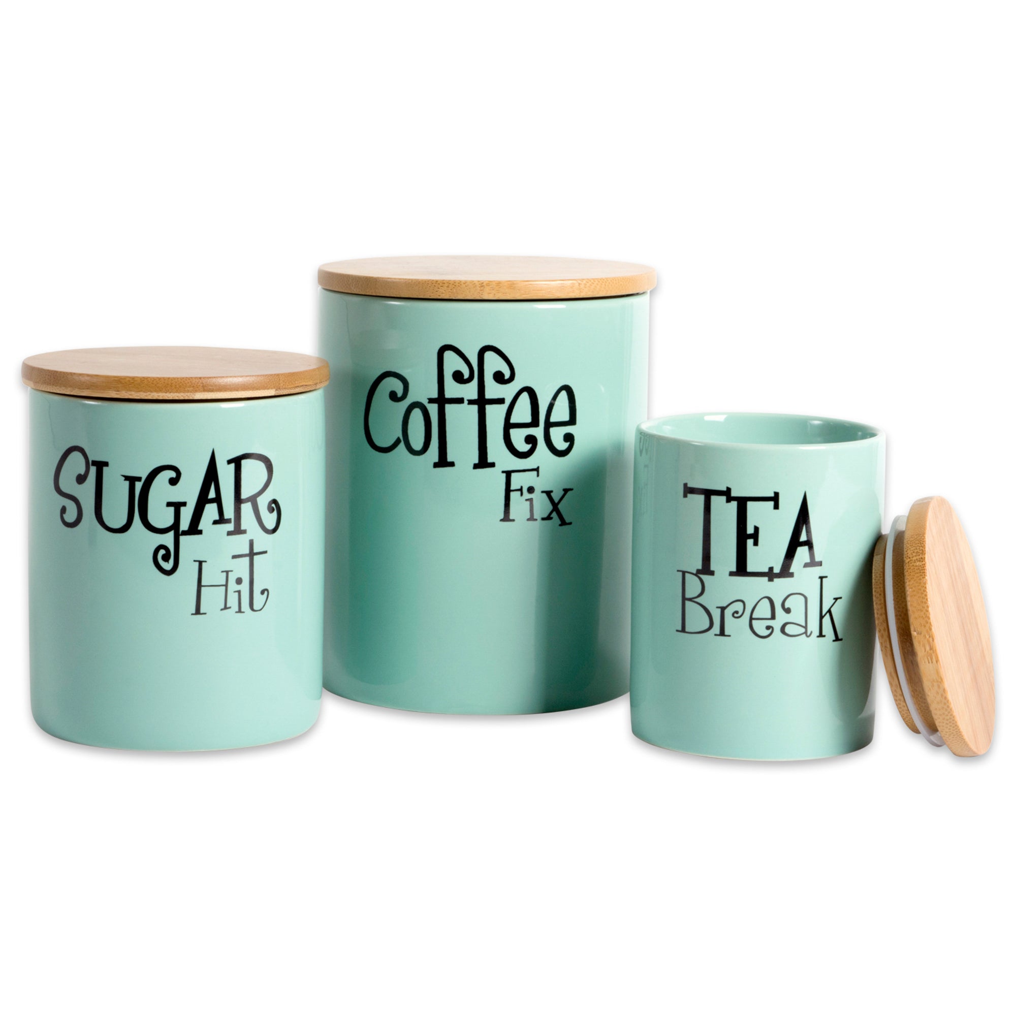 Dii Aqua Coffee/Sugar/Tea Ceramic Canister (Set Of 3)