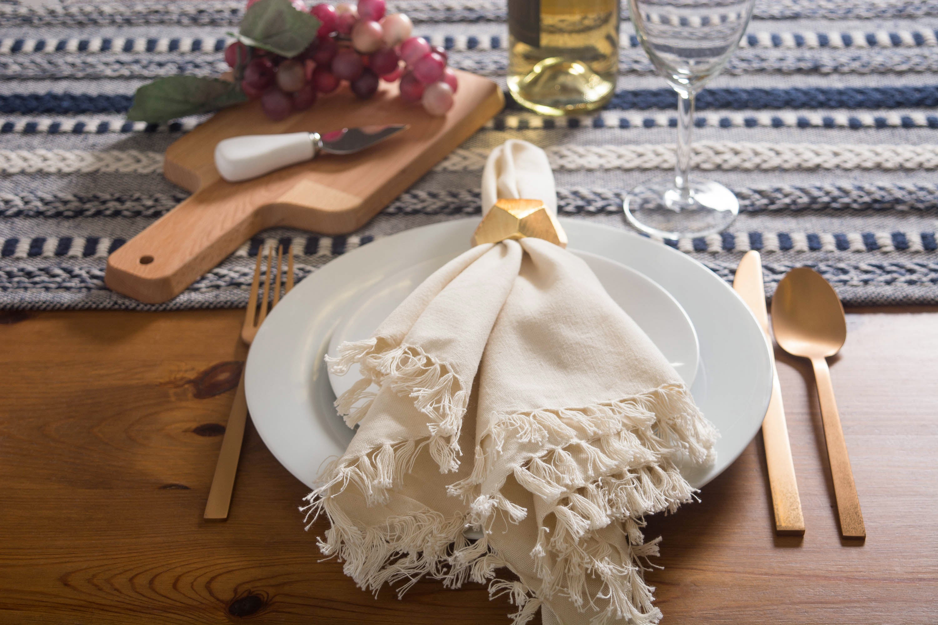 Dii Navy Braided Stripe Table Runner
