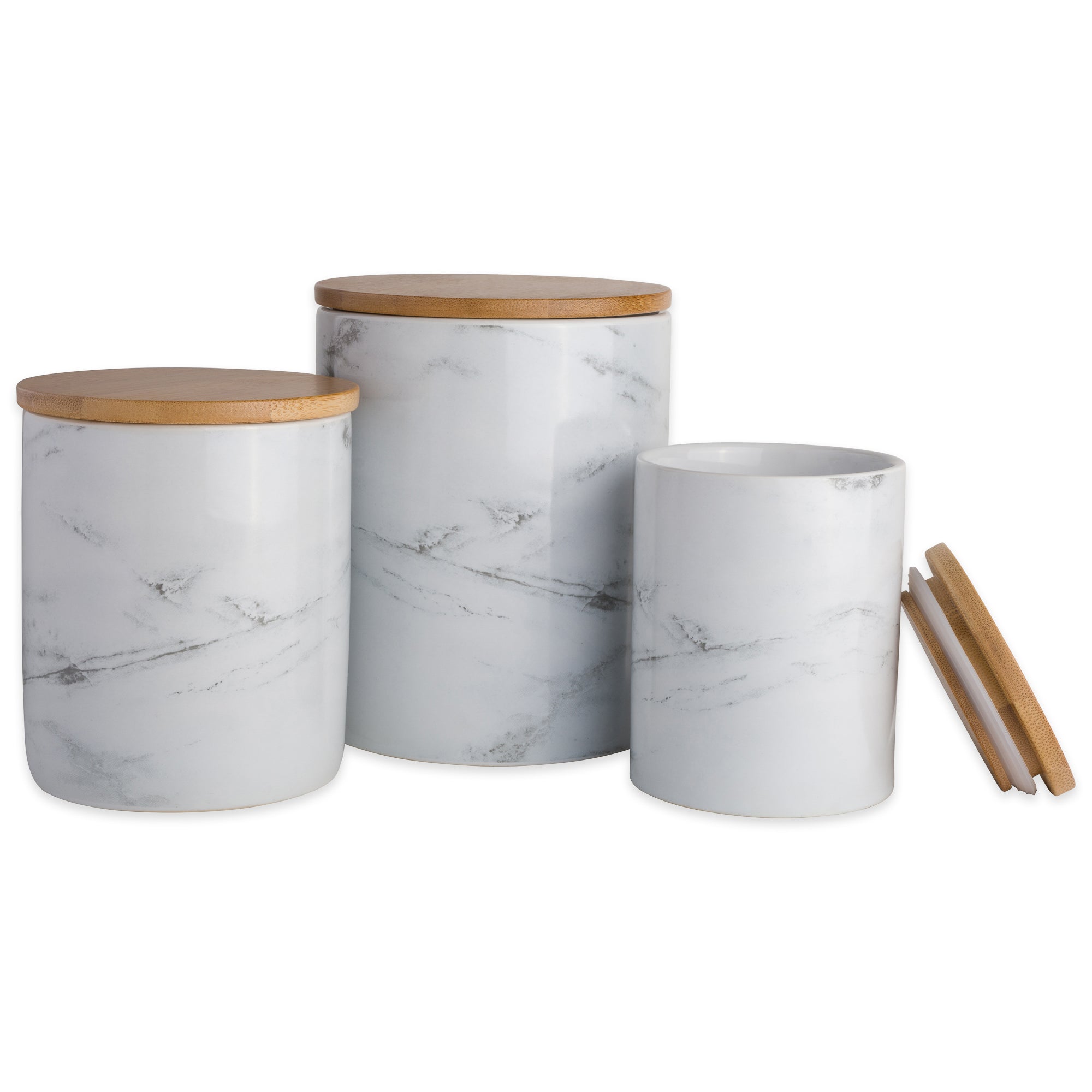 Dii White Marble Ceramic Canister (Set Of 3)